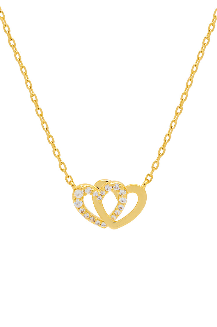 Interlocking Heart CZ Necklace for Women - Sterling Silver Cubic Zirconia Pendant Jewelry - Perfect for Valentine's Day, Anniversary & Romantic Gifts