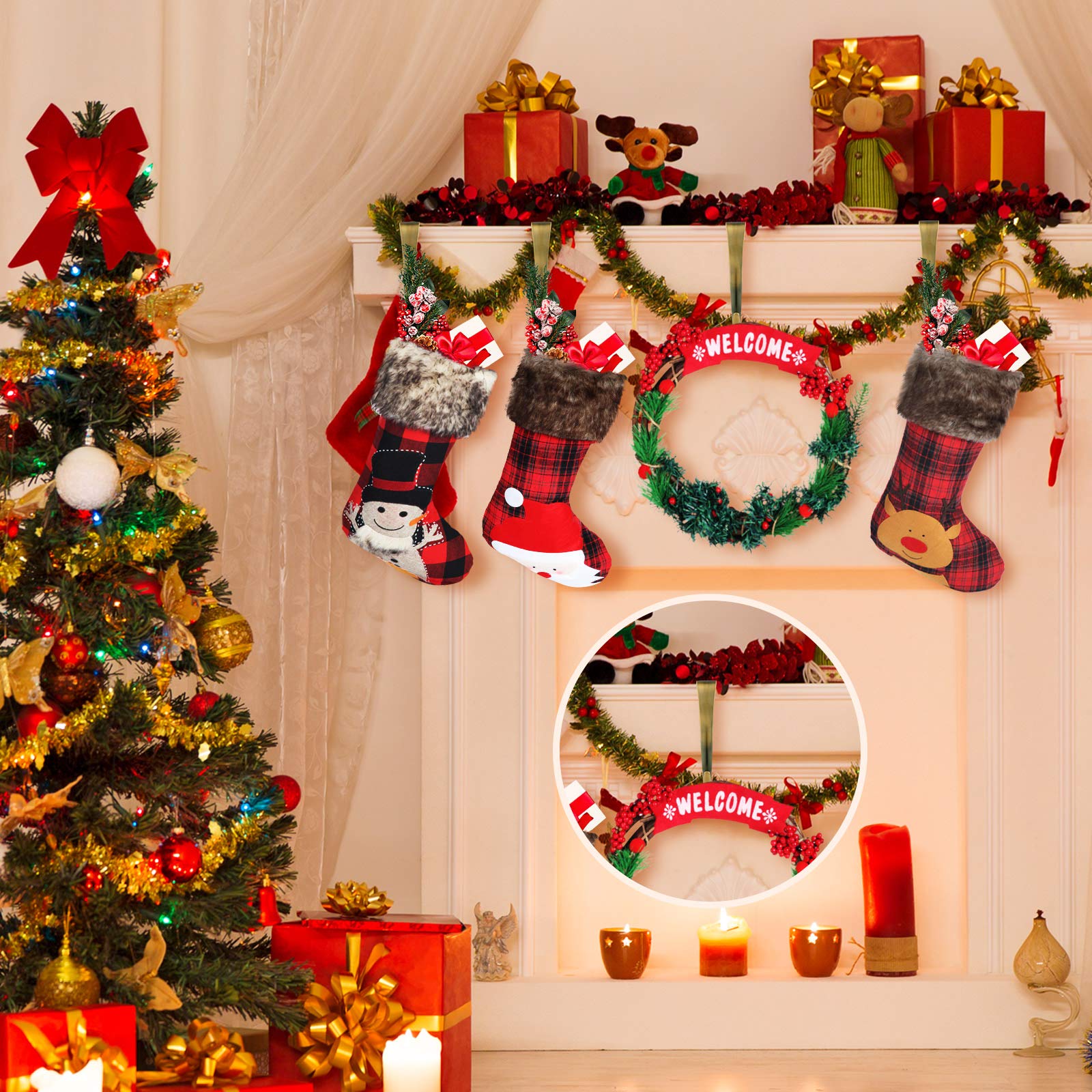6 Pcs Heavy Duty Christmas Stocking Holders for Mantel - Non-Slip Fireplace Sock Hooks Set, Bronze Xmas Stocking Hangers for Holiday Home Decor - Perfect for Christmas Party, Fireplace Mantel Decorations & Festive Gift Hanging