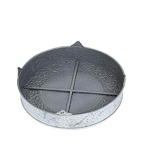 22-Inch Silver Round Embossed Cake Stand - Elegant Wedding & Birthday Dessert Display Pedestal for Centerpiece Decorations - Perfect for Party, Buffet, and Special Events