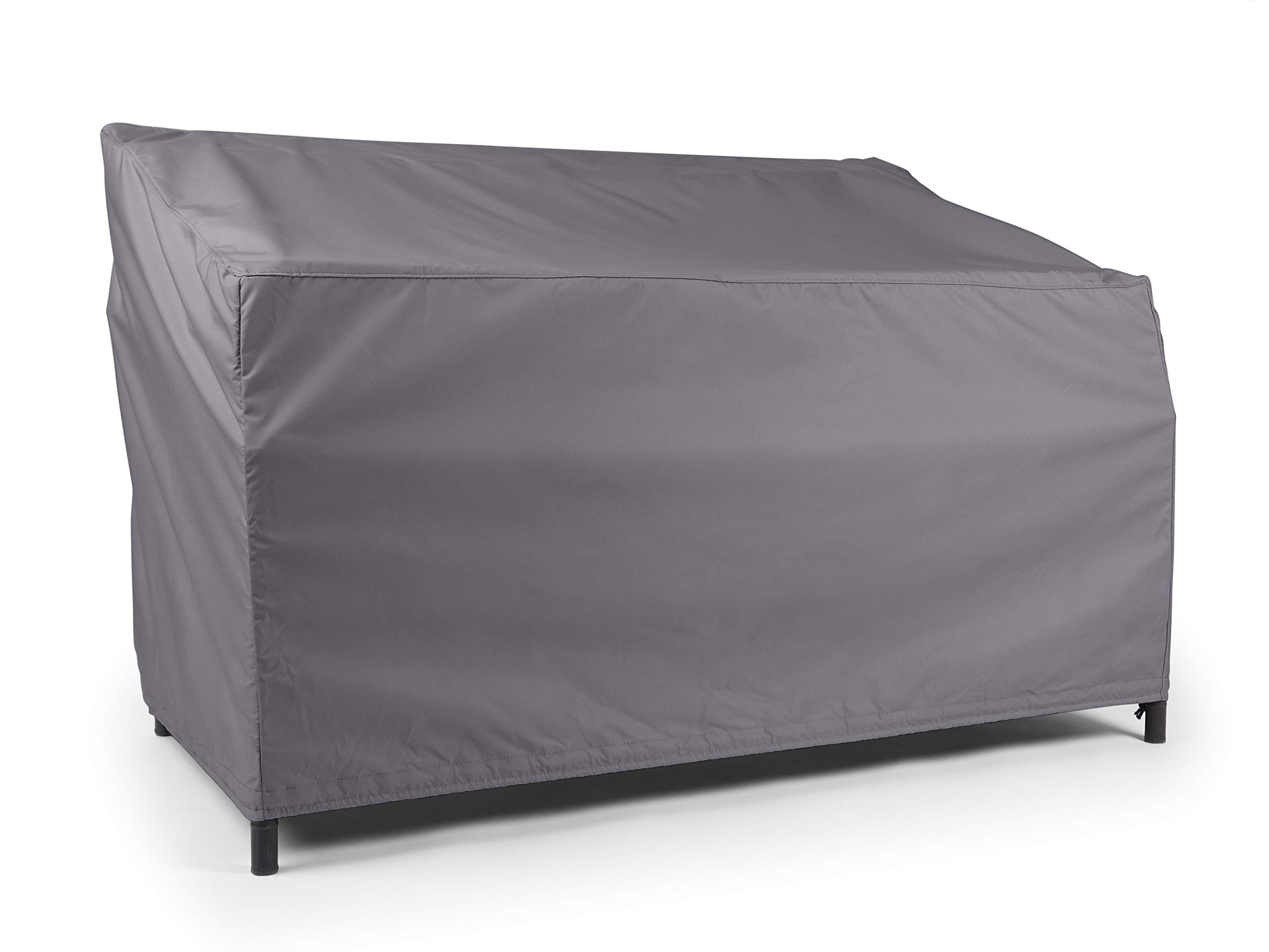 Waterproof Outdoor Loveseat Cover - Durable Polyester Sofa Protector with Drawcord Hem & Mesh Vents - Chargray Seat Cover for Patio Furniture, Deck Chairs, Garden Bench - All Weather Protection