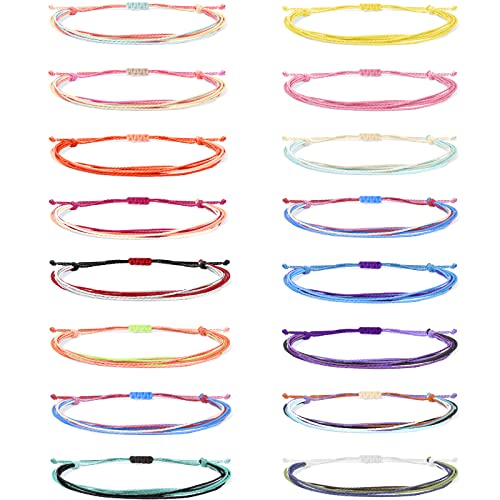 I:16 Pcs Adjustable Colorful String Bracelets Anklets