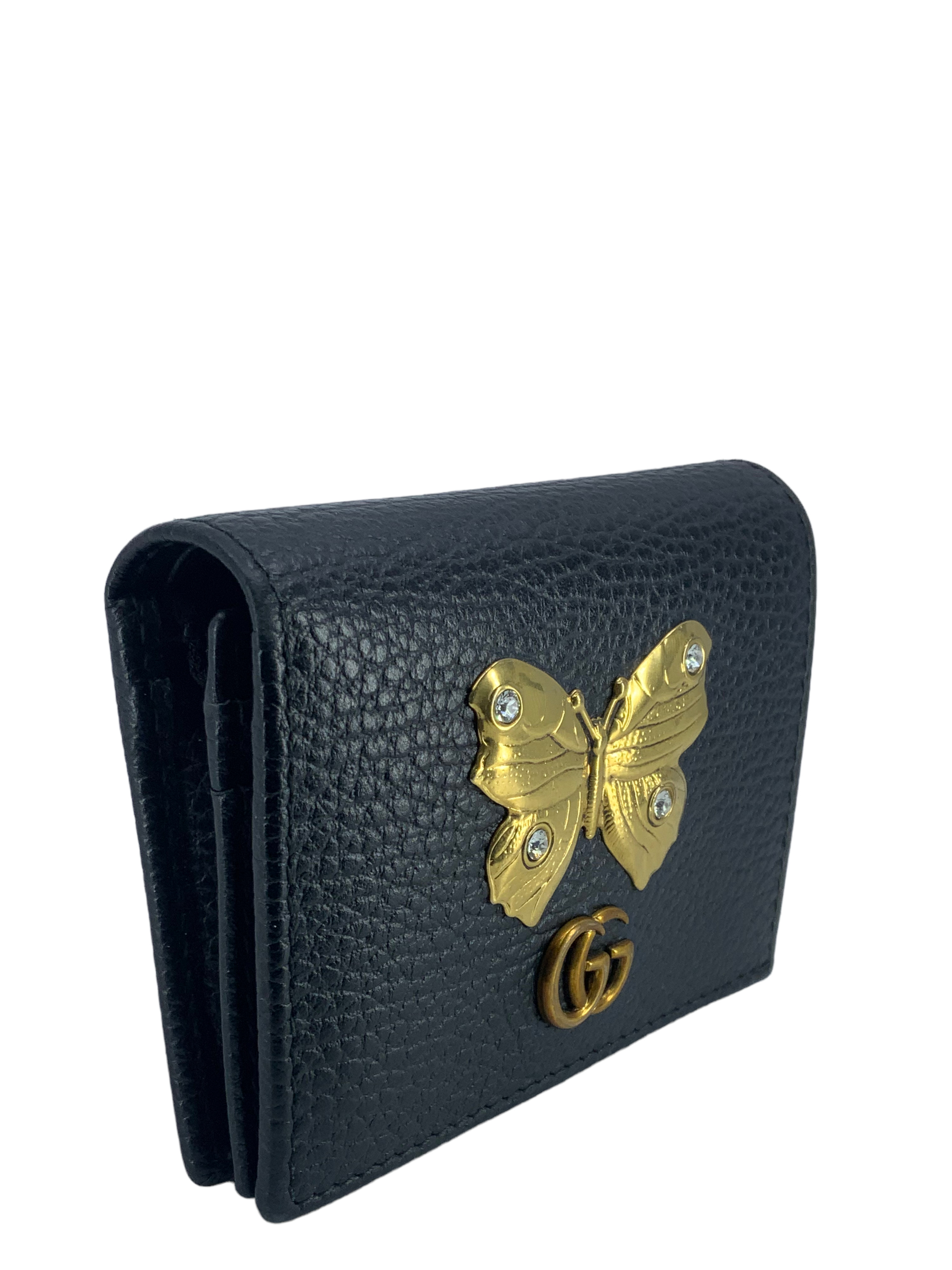 GUCCI GG Marmont Butterfly Compact Leather Wallet for Women - Luxury Designer Card Holder & Coin Purse for Everyday Use, Travel, and Special Occasions