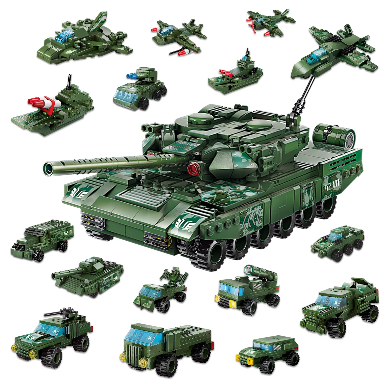 WW2 Military Tank Building Blocks Set - 642PCS 8-in-1 Army Model Kit, Lego-Compatible War Toy for Boys Ages 6-14 | Perfect for History Enthusiasts, Battle Reenactments & STEM Learning Activities