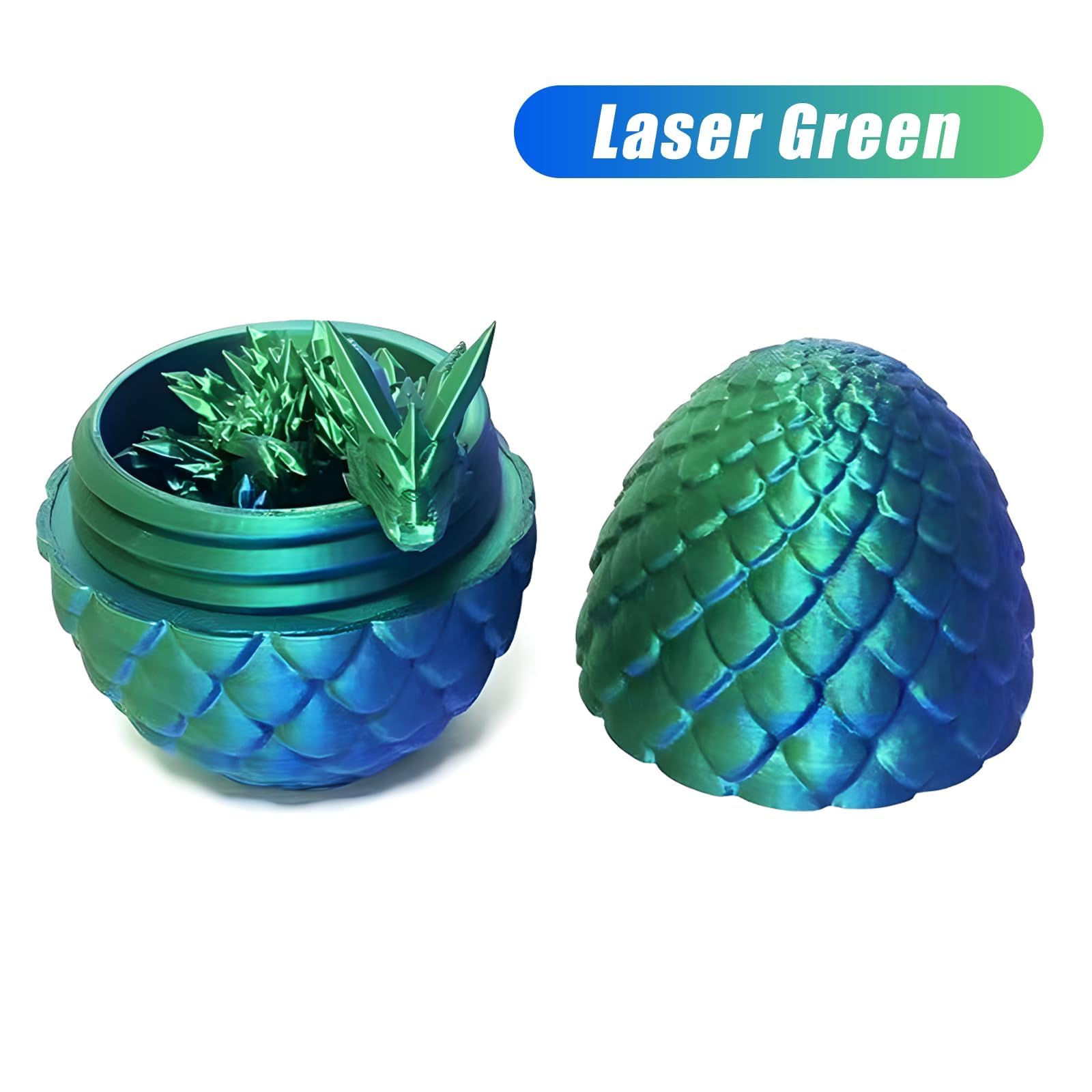 3D Printed Dragon Surprise Egg - Easter Basket Stuffers & Home Decor Gifts for Boys Kids - Executive Dragon Fidget Desk Toy (Green) | Perfect for Easter Celebrations, Kids' Party Favors, and Office Stress Relief