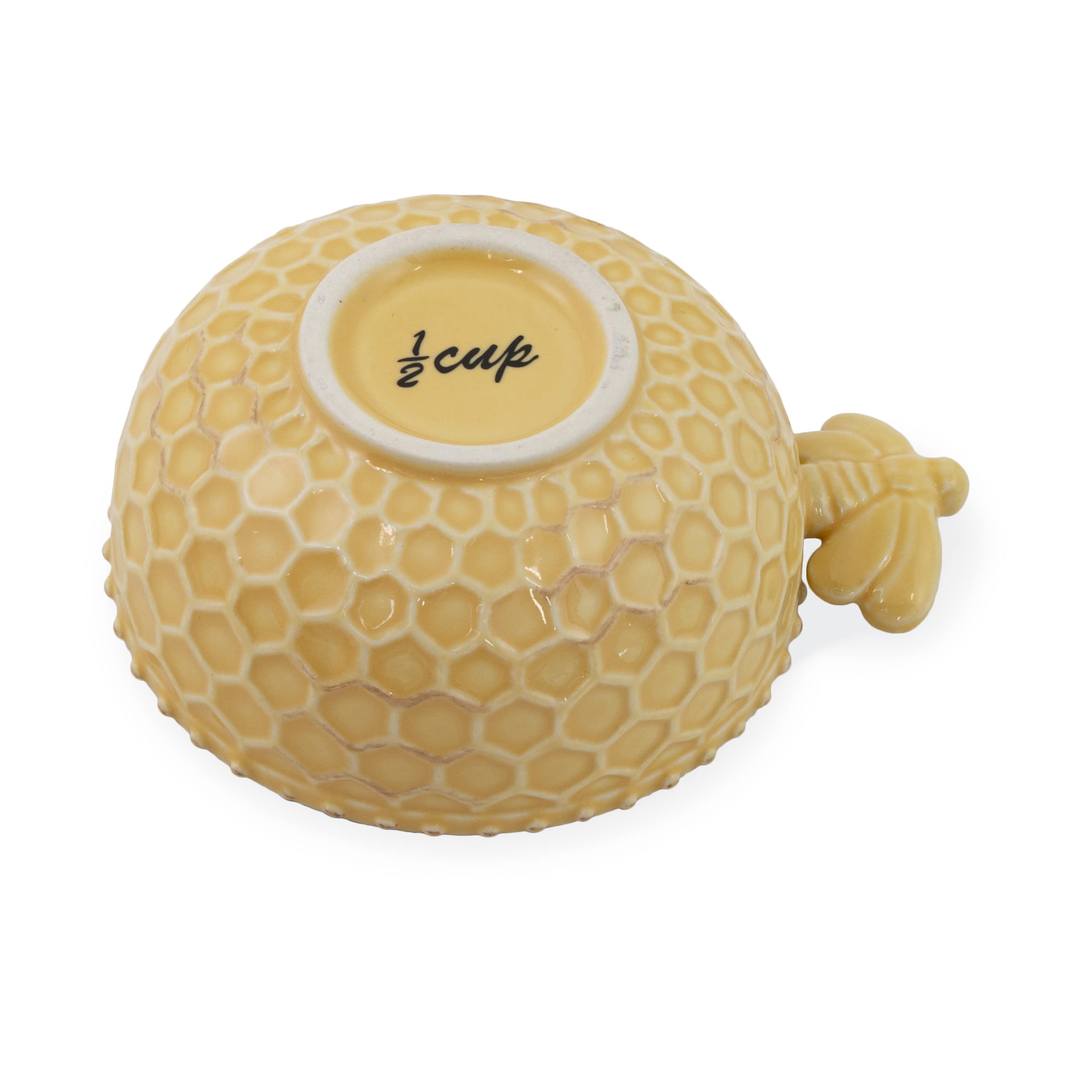 Boston International Embossed Stoneware Nesting Measuring Cups - Set of 4 Honeycomb Design for Baking & Cooking | Durable & Stackable Measuring Cups for Dry & Liquid Ingredients | Perfect for Kitchen, Baking Gifts & Home Decor