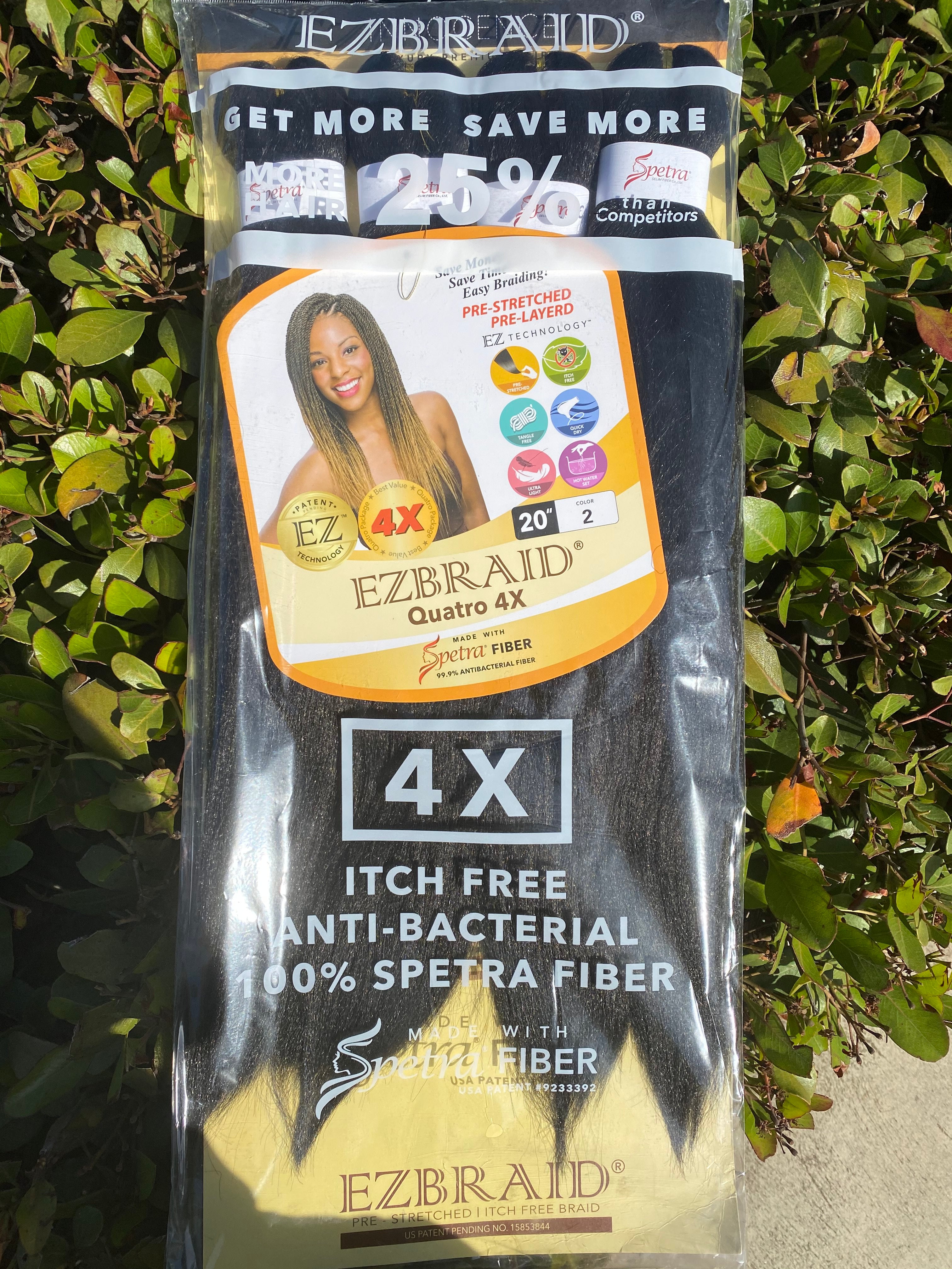 EZ BRAID HAIR 4X 20 Quattro Pack - 20 Inch Premium Synthetic Braiding Hair Extensions for Women - Perfect for Box Braids, Crochet Styles & Protective Hairstyles