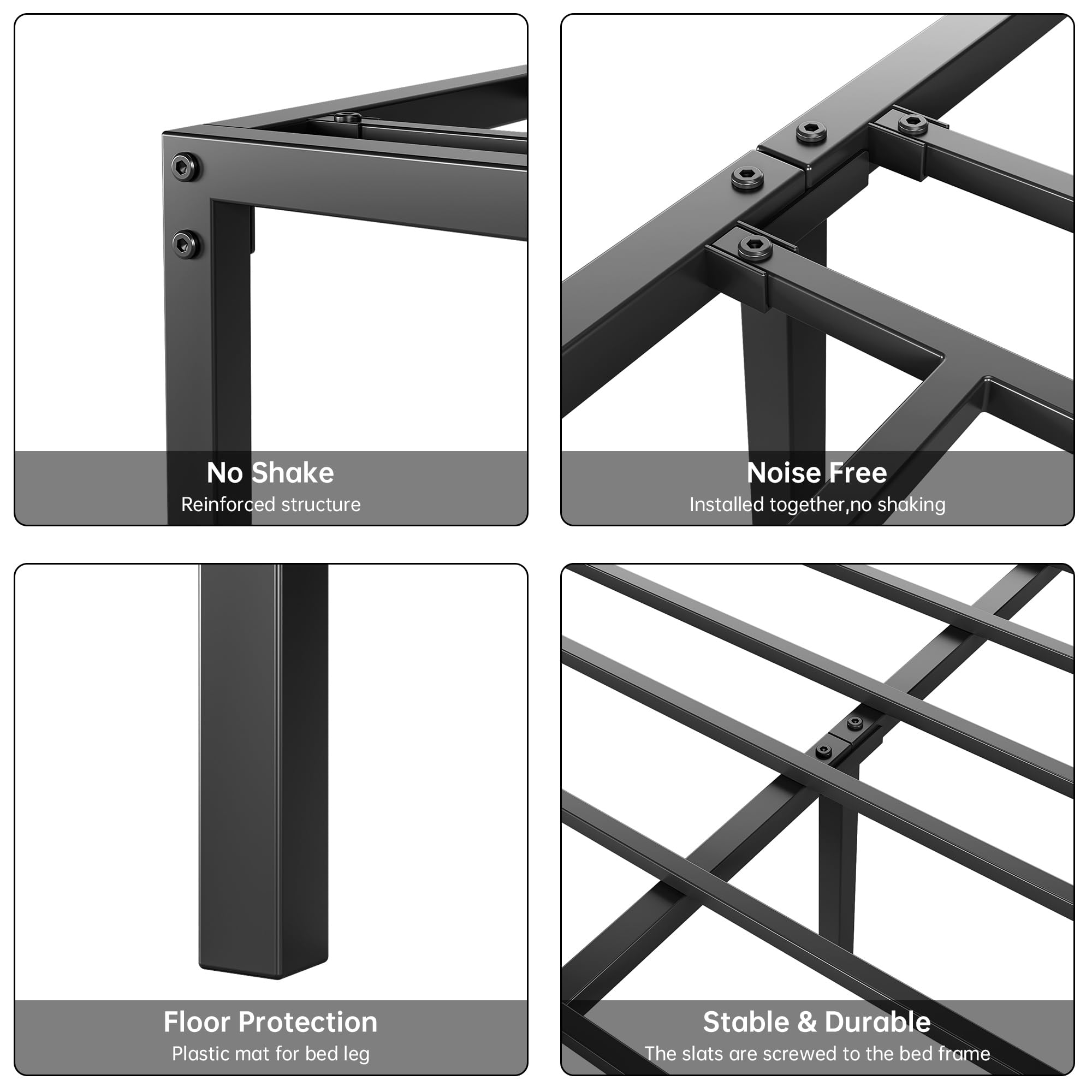 **14 Inch Full Bed Frame Platform - Heavy Duty Metal Slat Mattress Foundation, No Box Spring Needed - Sturdy Steel Construction, Easy Assembly, Quiet & Stable - Perfect for Guest Rooms, Dorms, or Apartments**