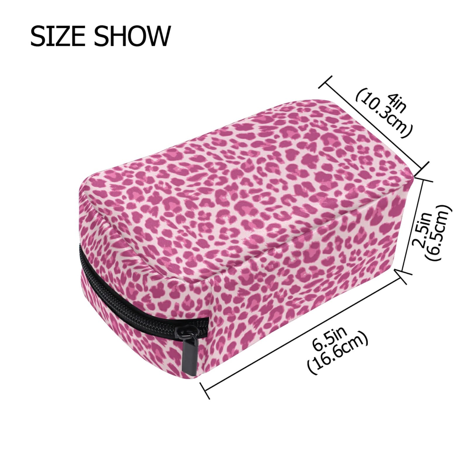 Cute Pink Leopard Print Makeup Bag for Women & Girls - Travel Cosmetic Organizer with Multiple Compartments - Perfect for Toiletries, Jewelry, and Travel Essentials