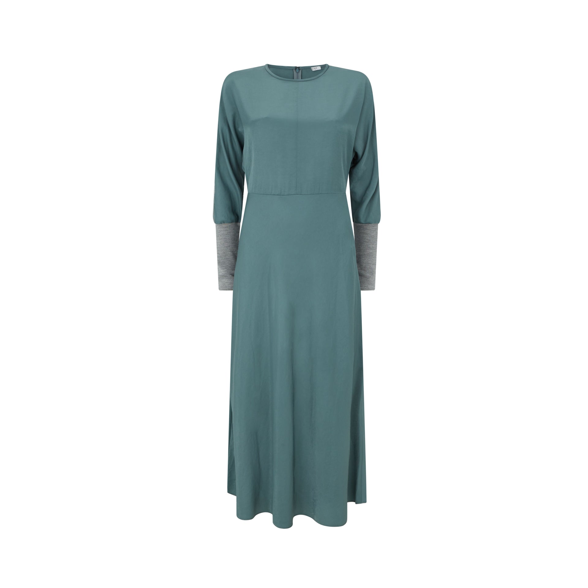 Elegant Long Sleeve Knitted Cuff Midi Dress for Women - Fall Winter Fashion, Office Wear & Casual Outfit