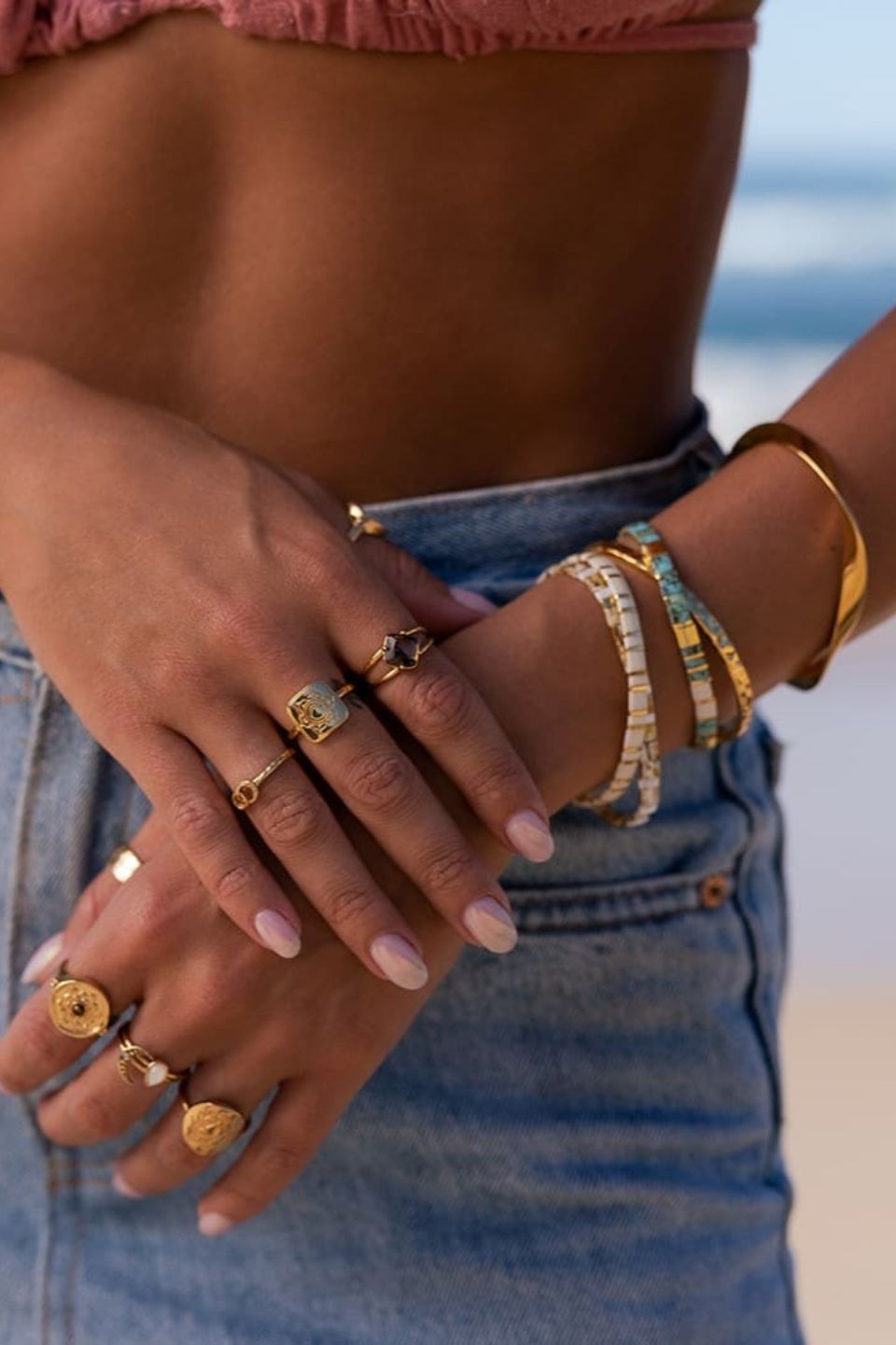 Love Cream Gold Stripe Charm Bracelet with Gold Pendant - Elegant Jewelry Gift for Women, Perfect for Valentine's Day, Anniversary & Special Occasions