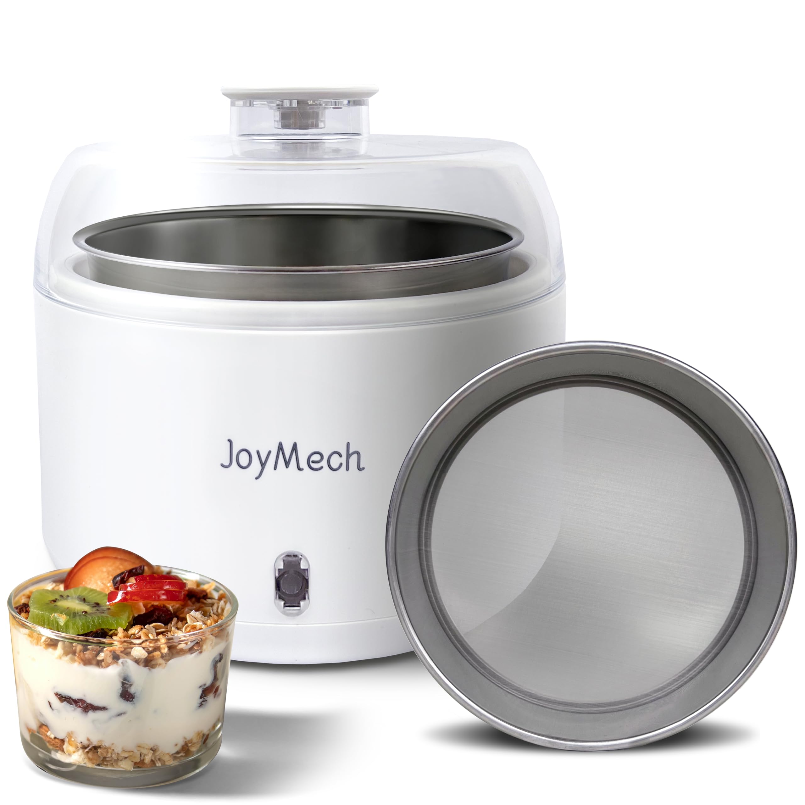 Compact Yogurt Maker Machine with Strainer - 1 Quart Stainless Steel Greek Yogurt Maker with Constant Temperature Control - Perfect for Homemade Yogurt, Natto, Kefir - Ideal for Healthy Breakfast, Snacks & Probiotic Recipes