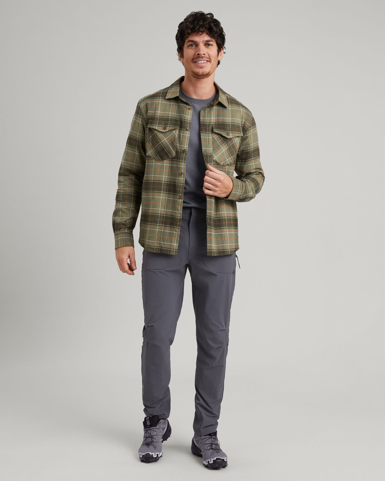 Men's Carrillon HF Long Sleeve Checkered Shirt in Beech/Canvas - Perfect for Casual Wear, Office & Outdoor Activities