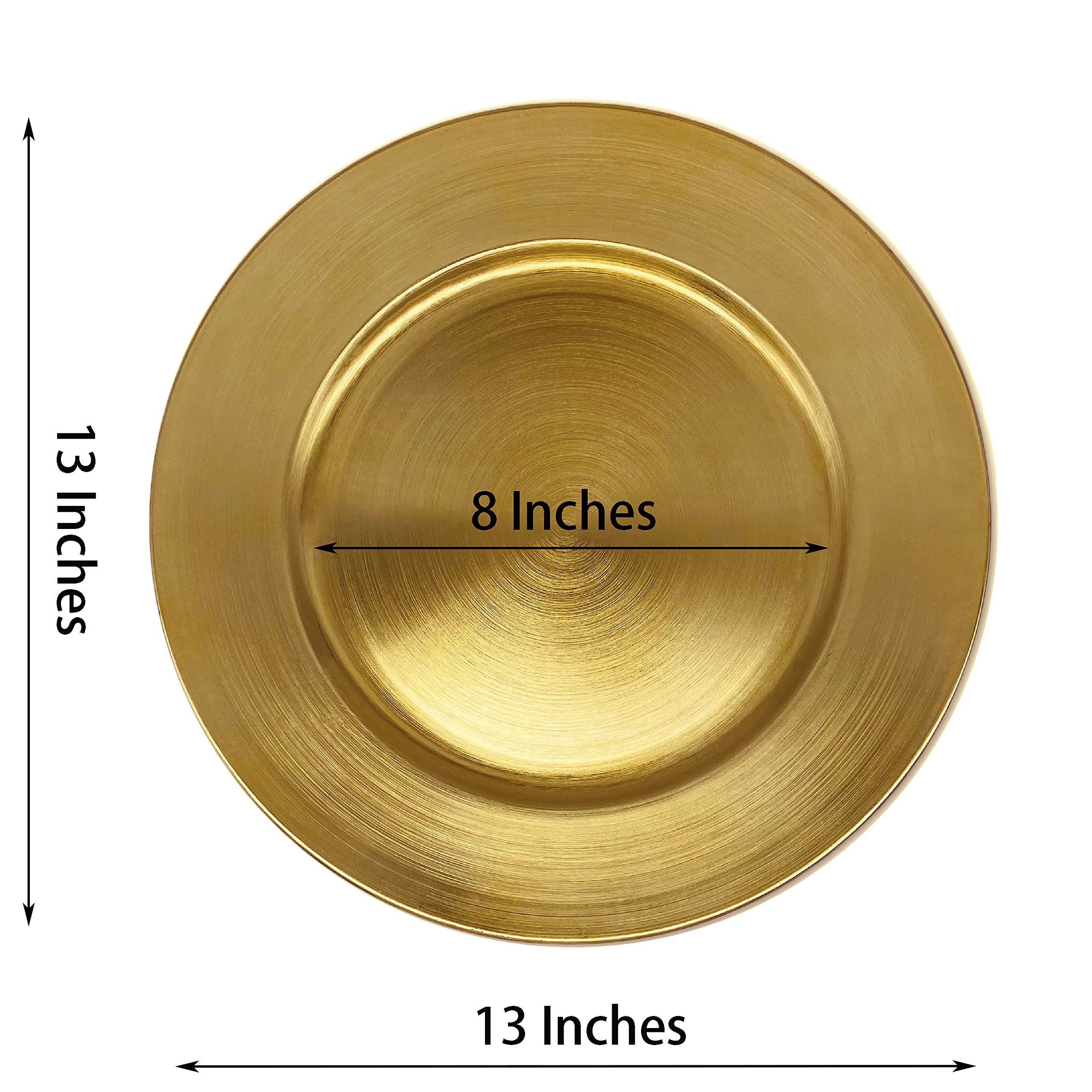 Henilosson 13 Inch Gold Metallic Foil Charger Plates - 24 Pack Round Dinner Plates for Weddings, Parties & Formal Events - Elegant Table Decor for Holiday Dining, Buffets & Special Occasions