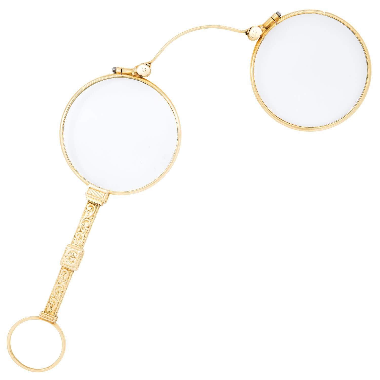 Victorian Style 14K Gold Folding Eyeglasses - Vintage Reading Glasses for Women & Men - Perfect for Theater, Opera & Historical Reenactments