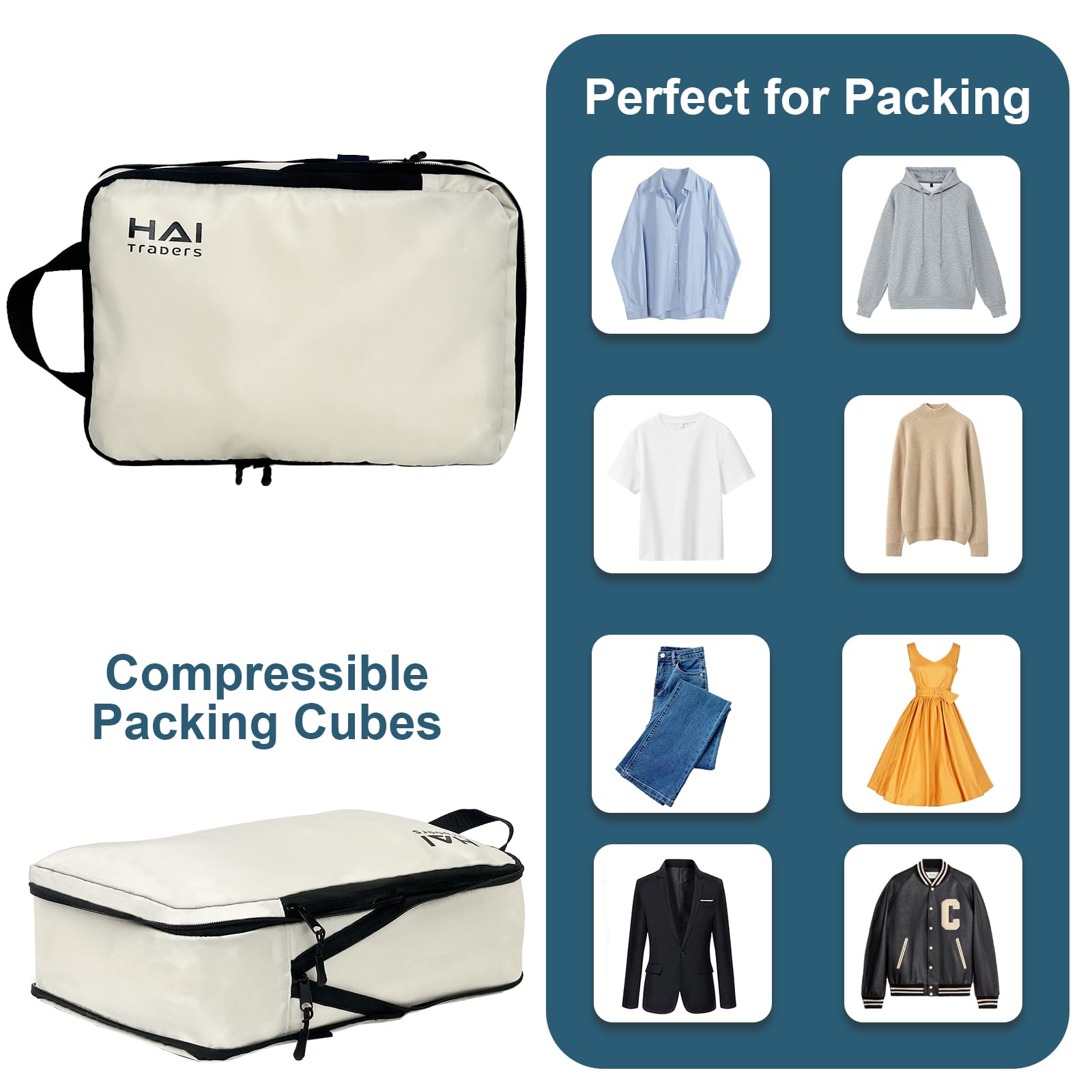 3-Pack Compression Packing Cubes for Travel - Lightweight Luggage Organizers for Carry-On Suitcases | Perfect for Business Trips & Vacation Packing