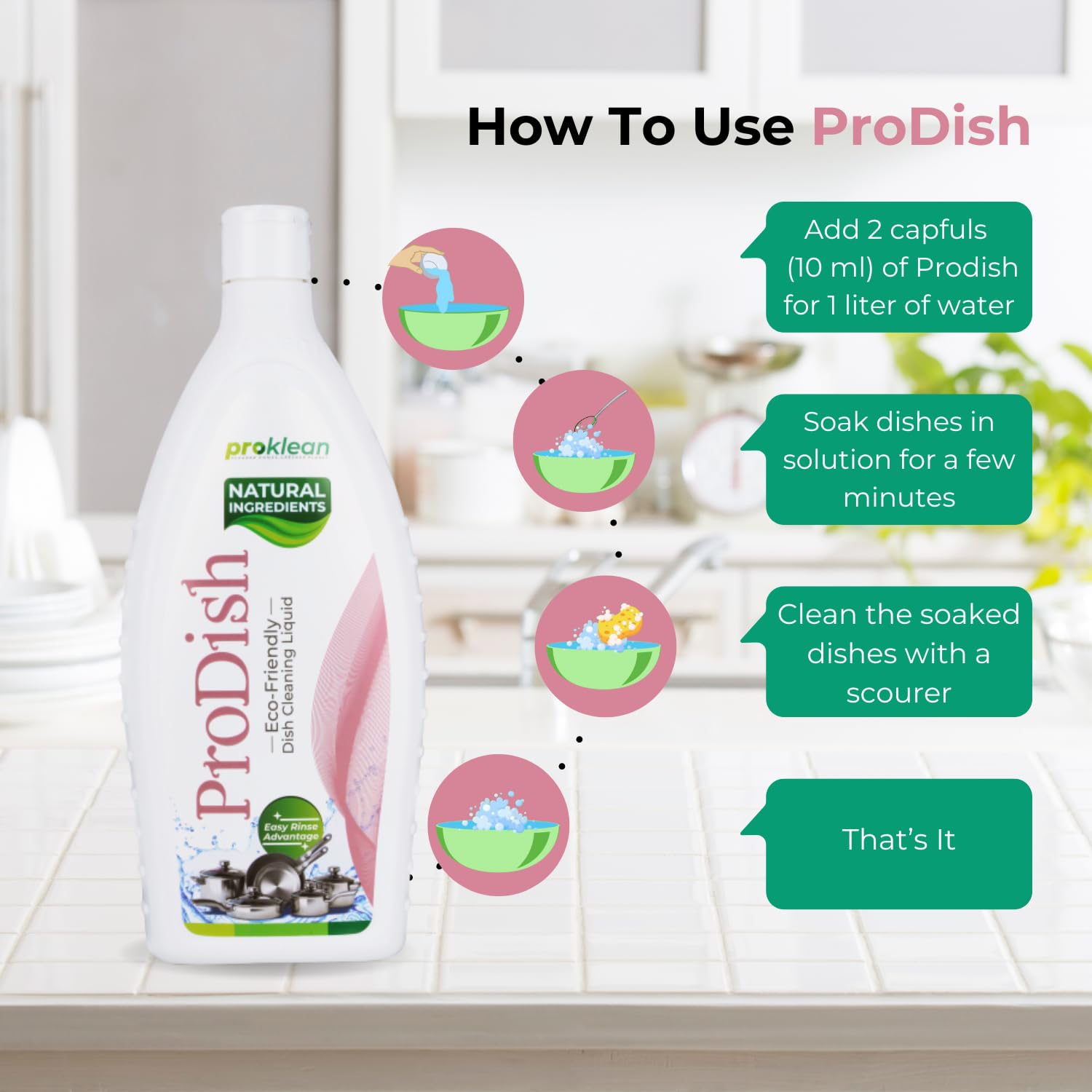 **Proklean ProDish Wash Liquid Gel – Herbal Dishwasher Detergent for Kitchen Utensils | Removes Burnt-On Food & Odor | Eco-Friendly & Non-Toxic (750ml) – Perfect for Daily Dishwashing & Deep Cleaning**