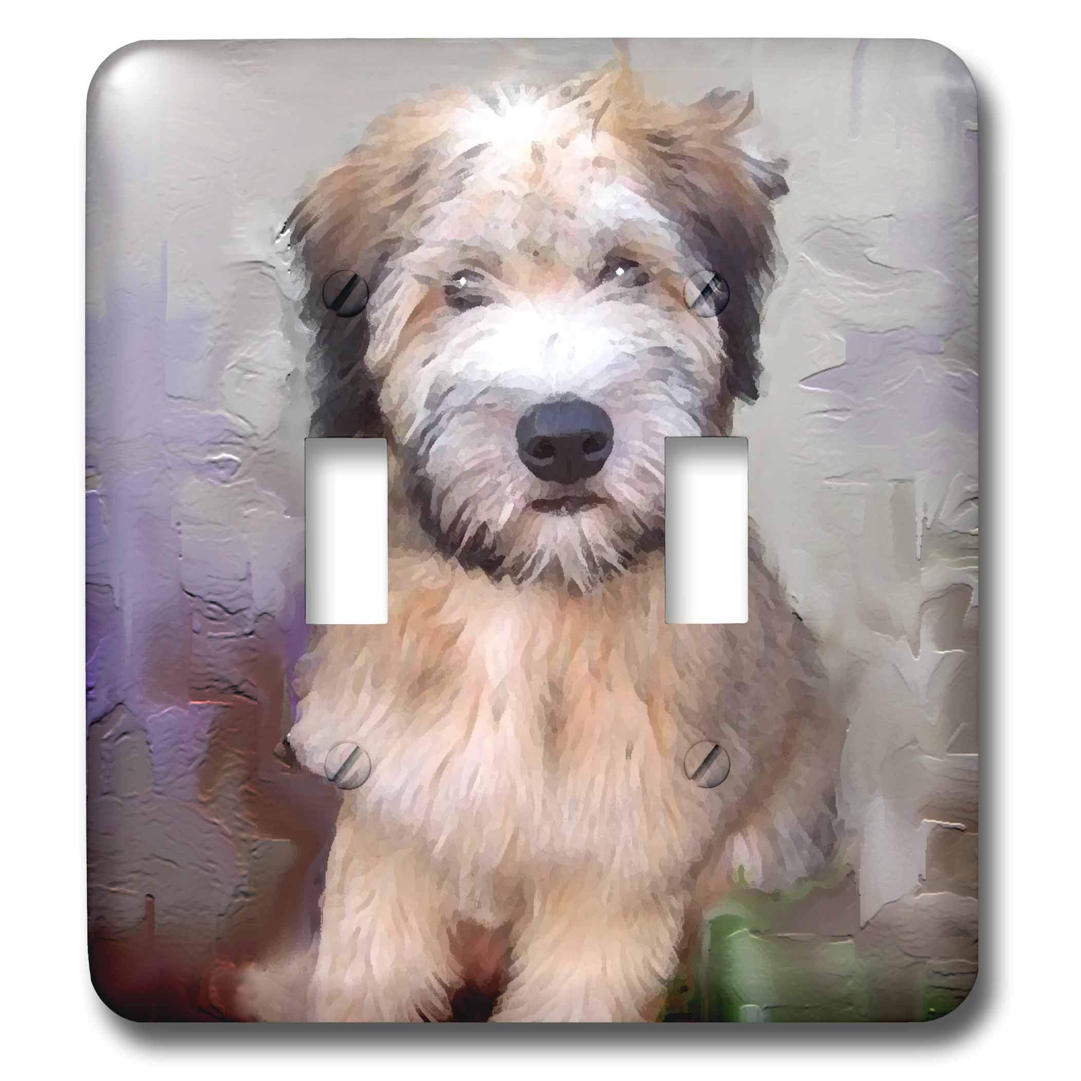 3D Rose Soft Coated Wheaten Terrier Double Toggle Switch - Decorative Light Switch Cover for Dog Lovers, Perfect for Home, Office, or Pet Room Decor