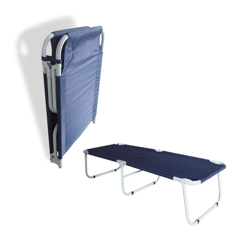 Portable Folding Camping Bed with 600D Oxford Fabric & Metal Frame - Adjustable Office Guest Bed, Lightweight for Outdoor Camping, Travel, Home Use (190cm, Blue) - Perfect for Camping Trips, Guest Rooms & Small Spaces