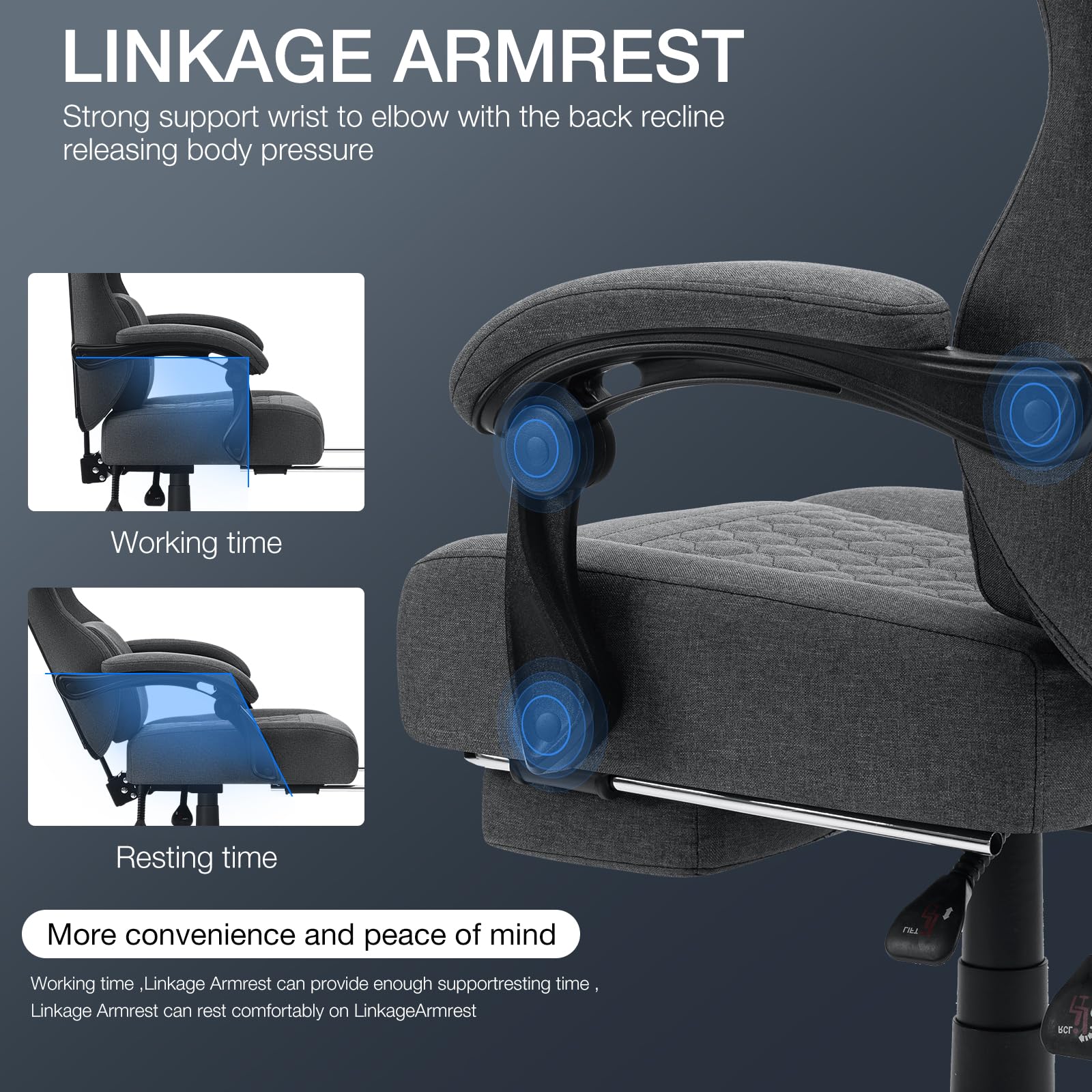 **HOFFREE Ergonomic Gaming Chair with Pocket Spring Cushion & Massage - Reclining Computer Chair with Lumbar Support & Footrest - Breathable Fabric for Adults (Gray) - Perfect for PC Gaming, Office Work & Home Use**