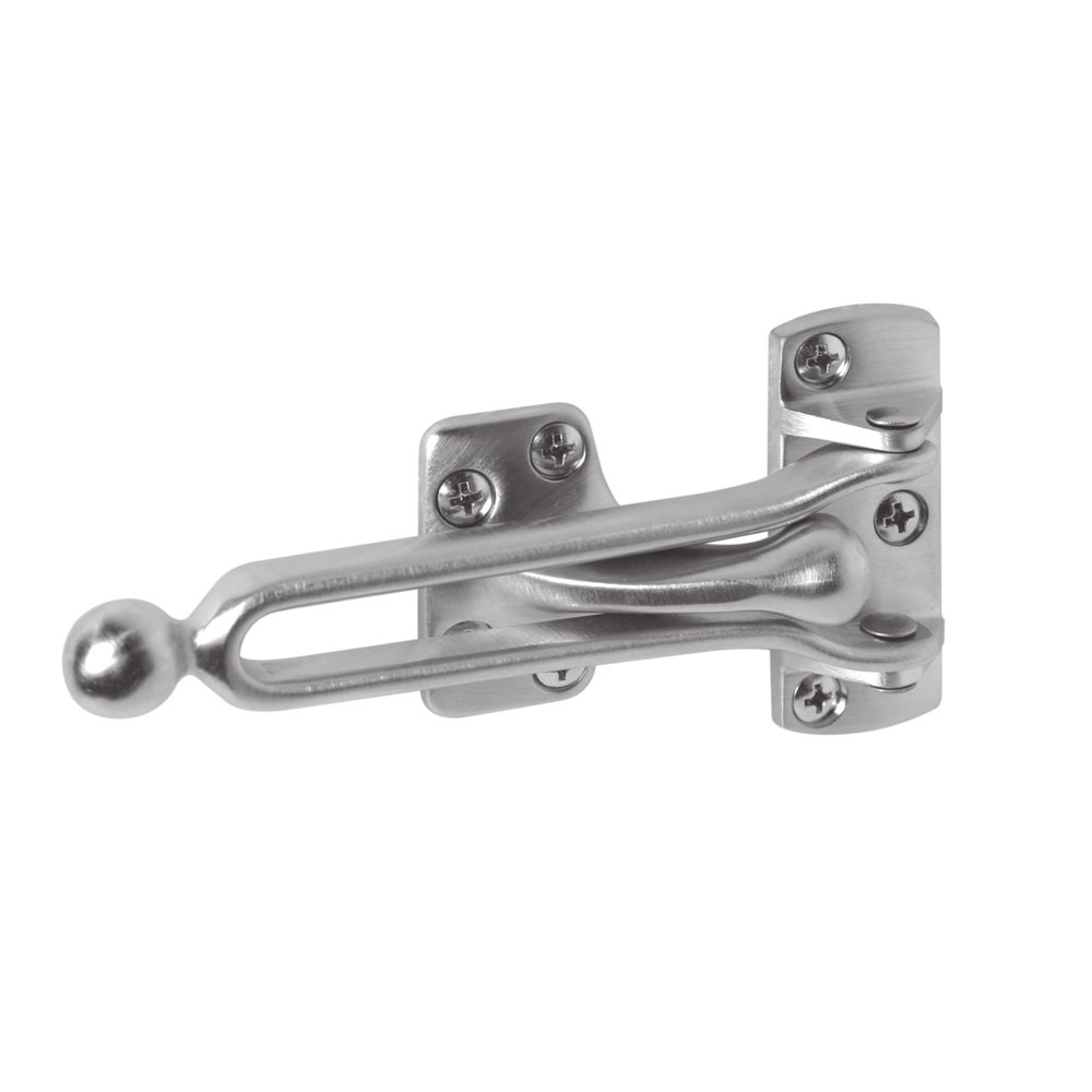 Prime-Line MP10361 Solid Brass Swing Bar Door Guard with Ball - 4-7/8 Inch Satin Nickel Finish - Secure Entry Door Lock for Homes & Businesses - Perfect for Bedrooms, Bathrooms, Offices & Commercial Spaces