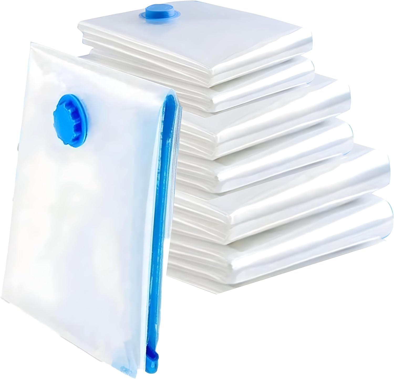 6-Pack Vacuum Storage Bags for Clothes - Space Saving Travel Storage Bags with Plastic Seal (Clear) - Perfect for Travel, Seasonal Clothes Storage & Space Organization