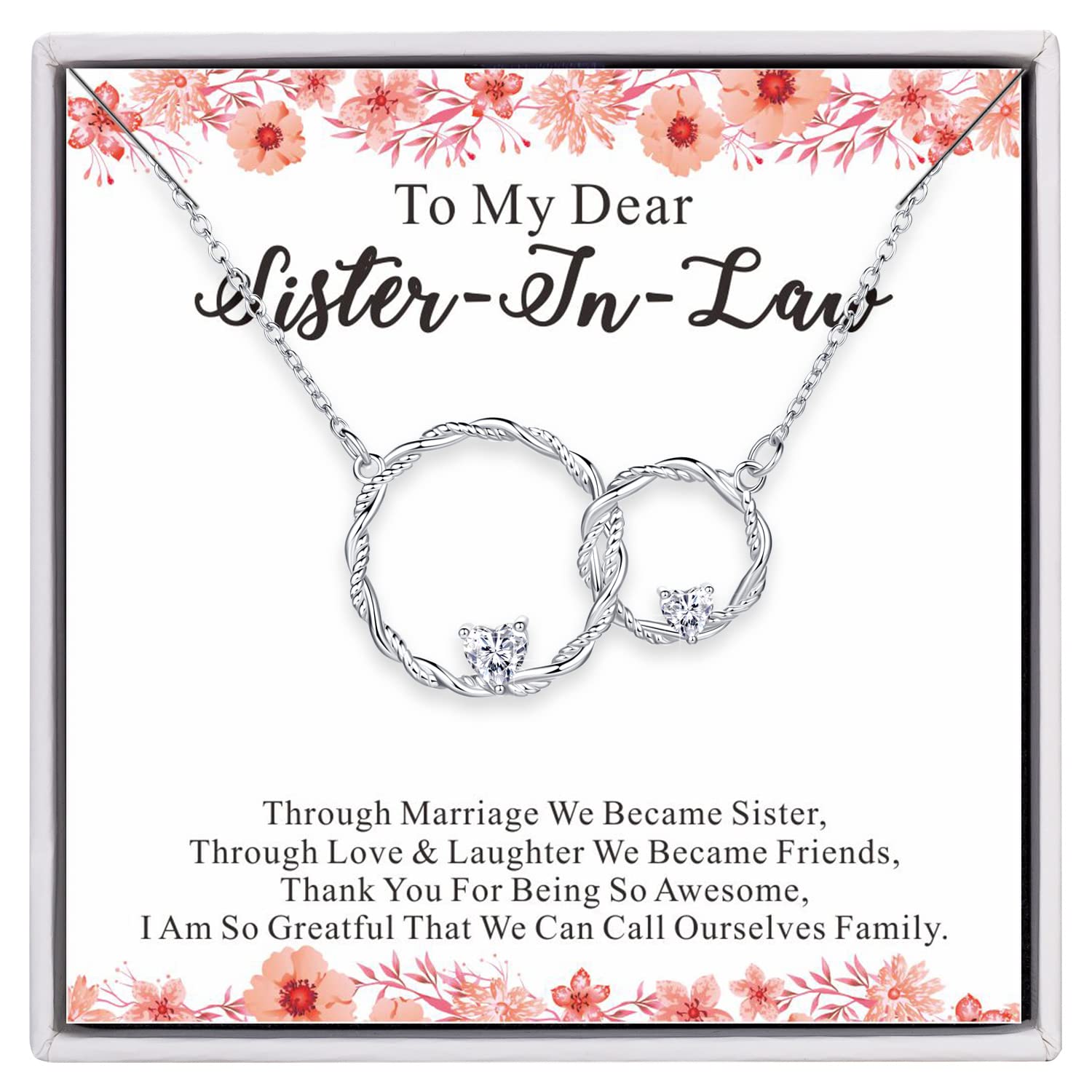 925 Sterling Silver Interlocking Circles Necklace for Women - Thoughtful Sister-in-Law Gift, Elegant Jewelry for Special Occasions | Perfect for Birthdays, Anniversaries, and Family Celebrations