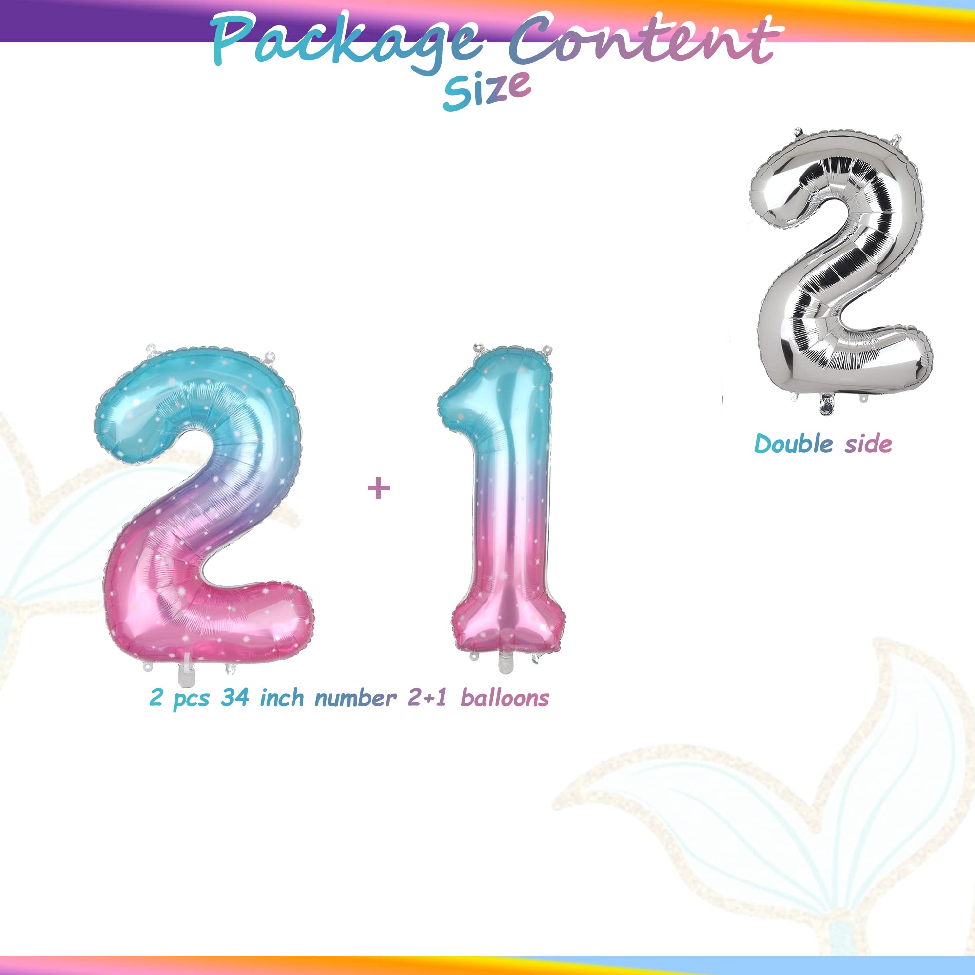 34 Inch 21 Rainbow Number Balloons - Mylar Foil Helium Balloons for 12th & 21st Birthday Parties - Outer Space & Mermaid Theme Party Decorations - Perfect for Birthday Celebrations, Gender Reveals & Graduation Events
