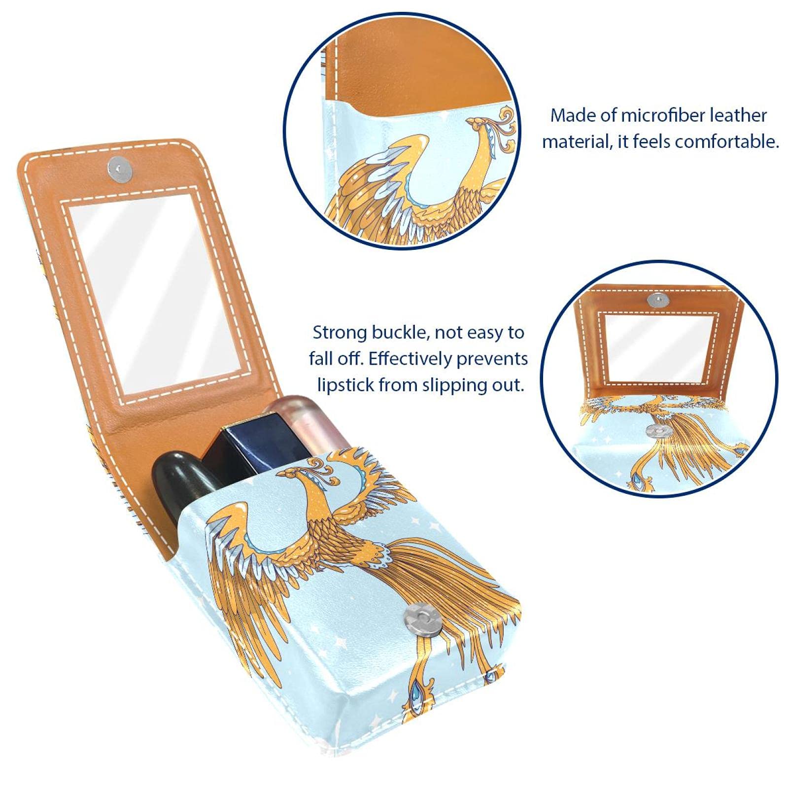 Portable Lipstick Organizer Case with Mirror - Holds Up to 3 Lipsticks, Mini Makeup Bag for Women | Travel, Purse & On-the-Go Cosmetic Storage Solution