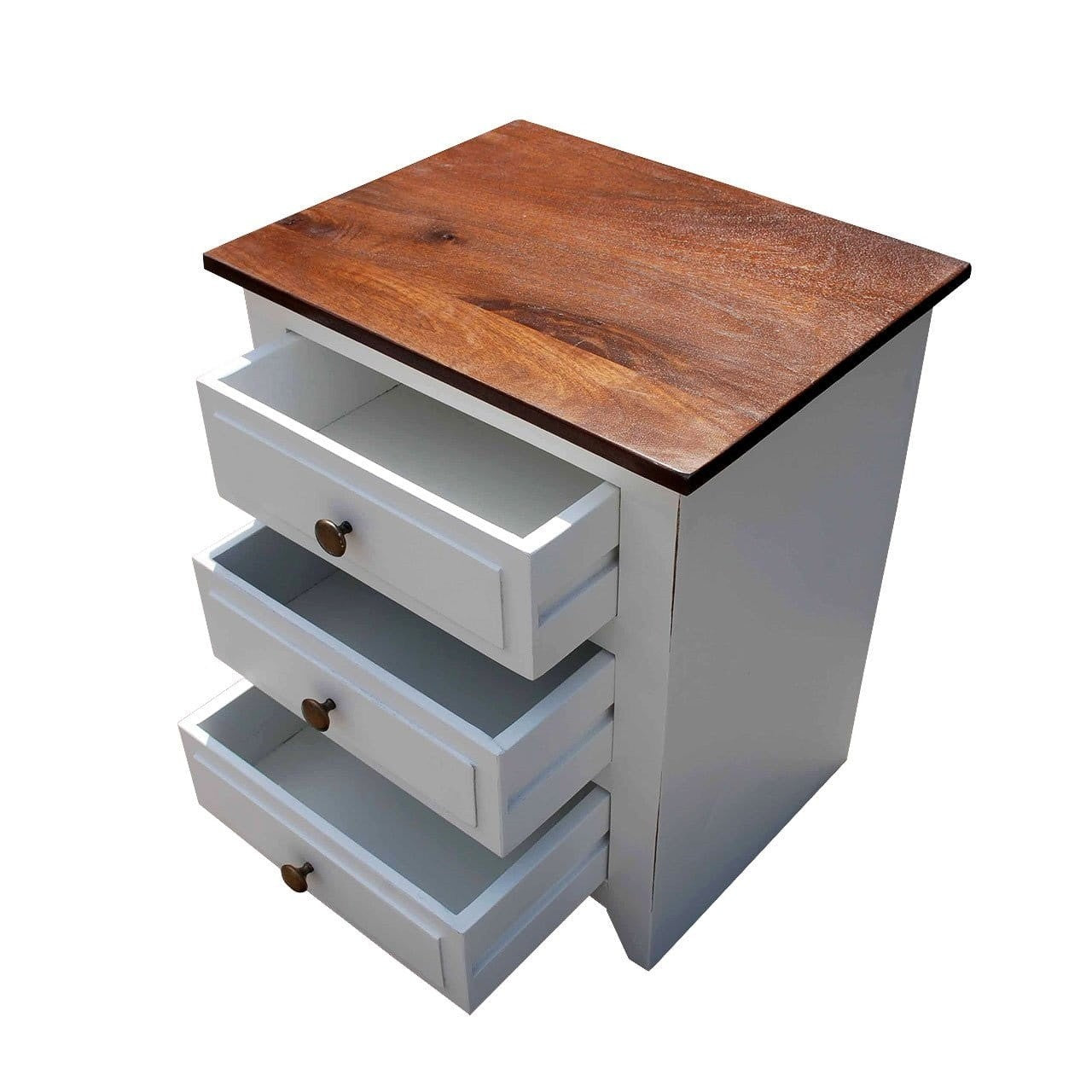 French Blanc Wooden Bedside Table - Modern Nightstand with Drawer for Bedroom, Living Room & Office - Perfect for Storage and Decor