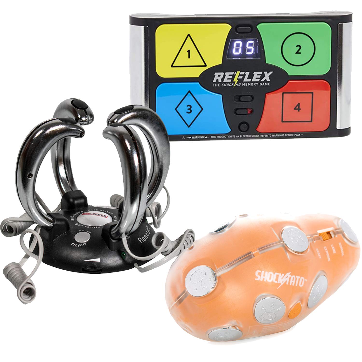 Lightning Reaction Shocking Games Bundle - Shocktato & Reflex Shocking Memory Game for Family Party & Group Fun - Exciting Electronic Shock Game for Adults & Kids - Perfect for Game Nights, Birthday Parties & Team Building Activities
