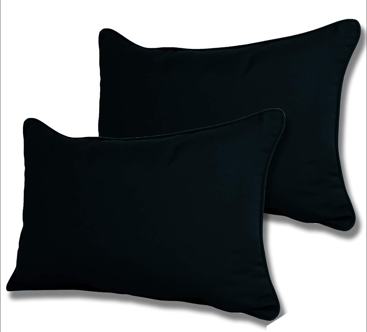 Premium Sunbrella Outdoor/Indoor Lumbar Pillows Set of 2 - Waterproof & Fade-Resistant Cushions for Patio, Poolside, Living Room (Raven Black) - Perfect for Lounging, Decor & Comfort