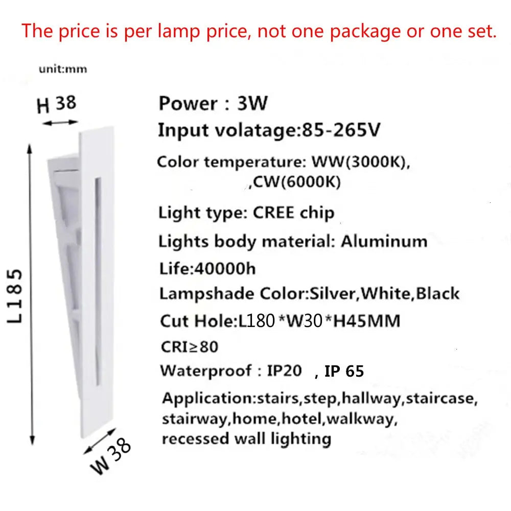 Energy-Efficient LED Stair Lights for Indoor & Outdoor Staircase Wall Decor - Perfect for Home, Garden, and Pathway Lighting