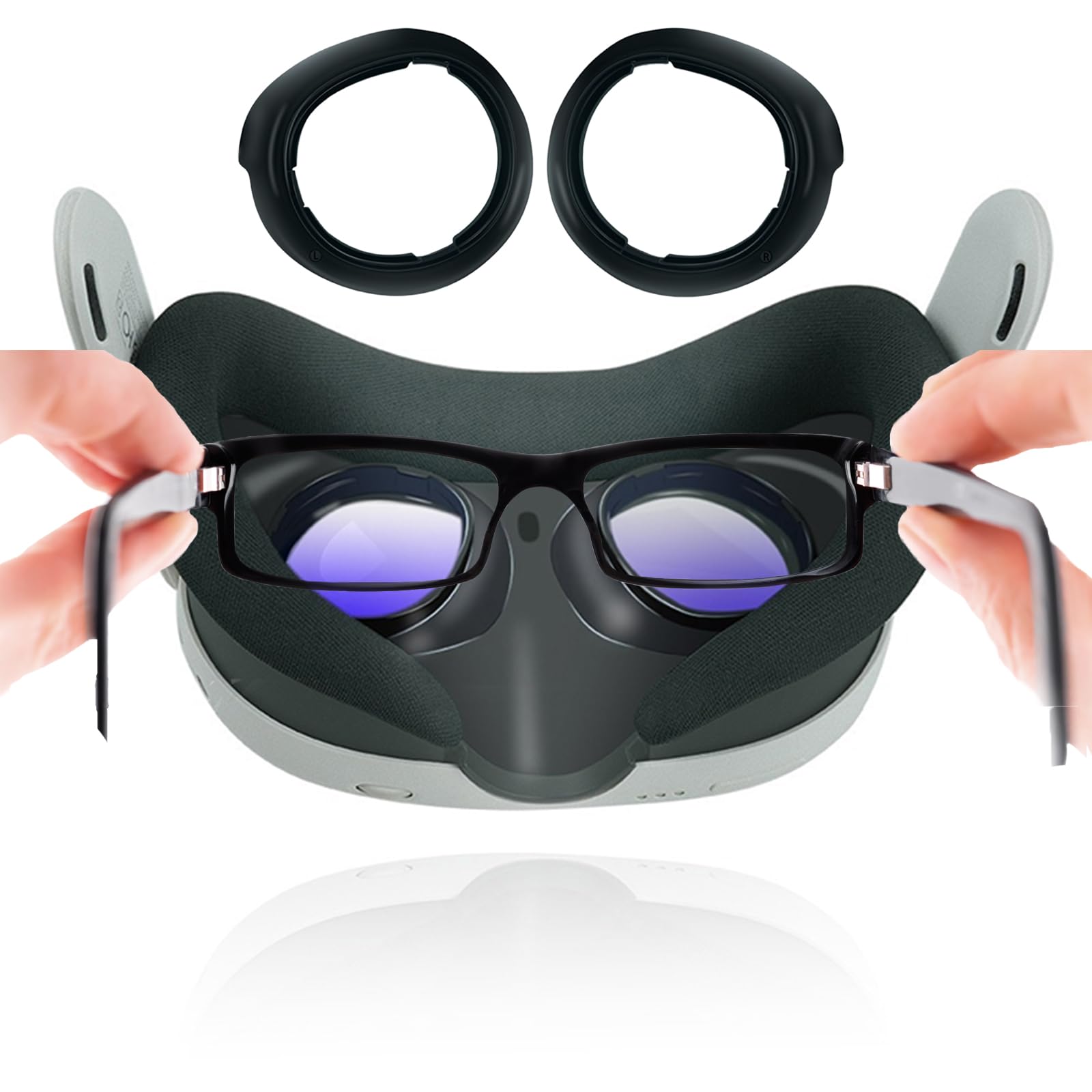 NUHFUFA VR Lens Protective Frames for Meta Quest 3 - Anti-Scratch Glasses Spacer Set with Storage Box | Compatible with Quest 3 Accessories | Perfect for VR Gaming, Movie Watching & Protecting Your Headset Lenses