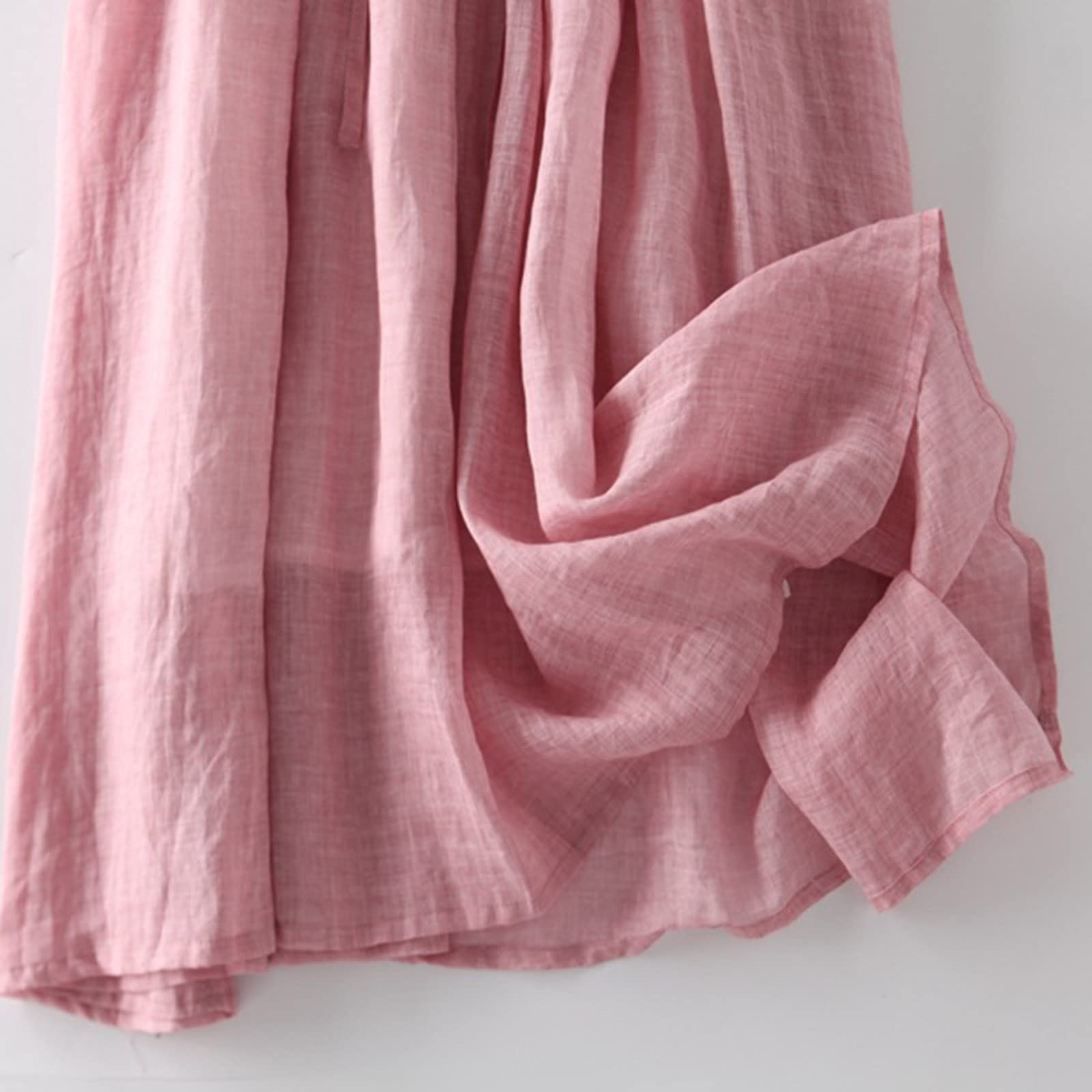 Women's Long Sleeve Linen Maxi Dress - Crew Neck Flowy Hawaiian Beach Dress with Pleated Design | Perfect for Summer Vacations, Beach Parties & Casual Outings 2025