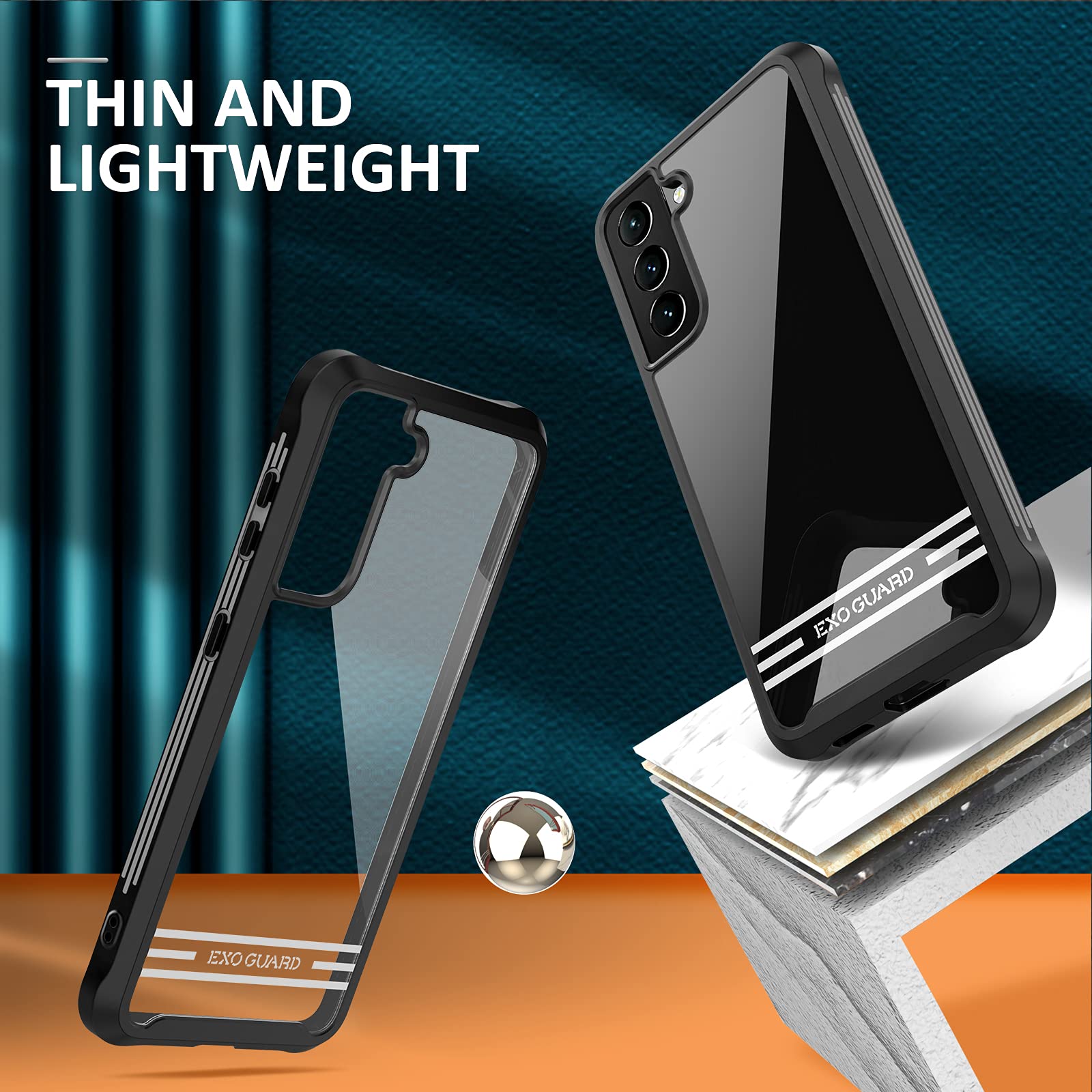 ExoGuard Samsung Galaxy S21 5G Case with Tempered Glass Screen Protector | Dual Layer Shockproof Full Body Protection | Clear Back Phone Cover for Galaxy S21 5G (Black) | Perfect for Work, Travel & Outdoor Activities