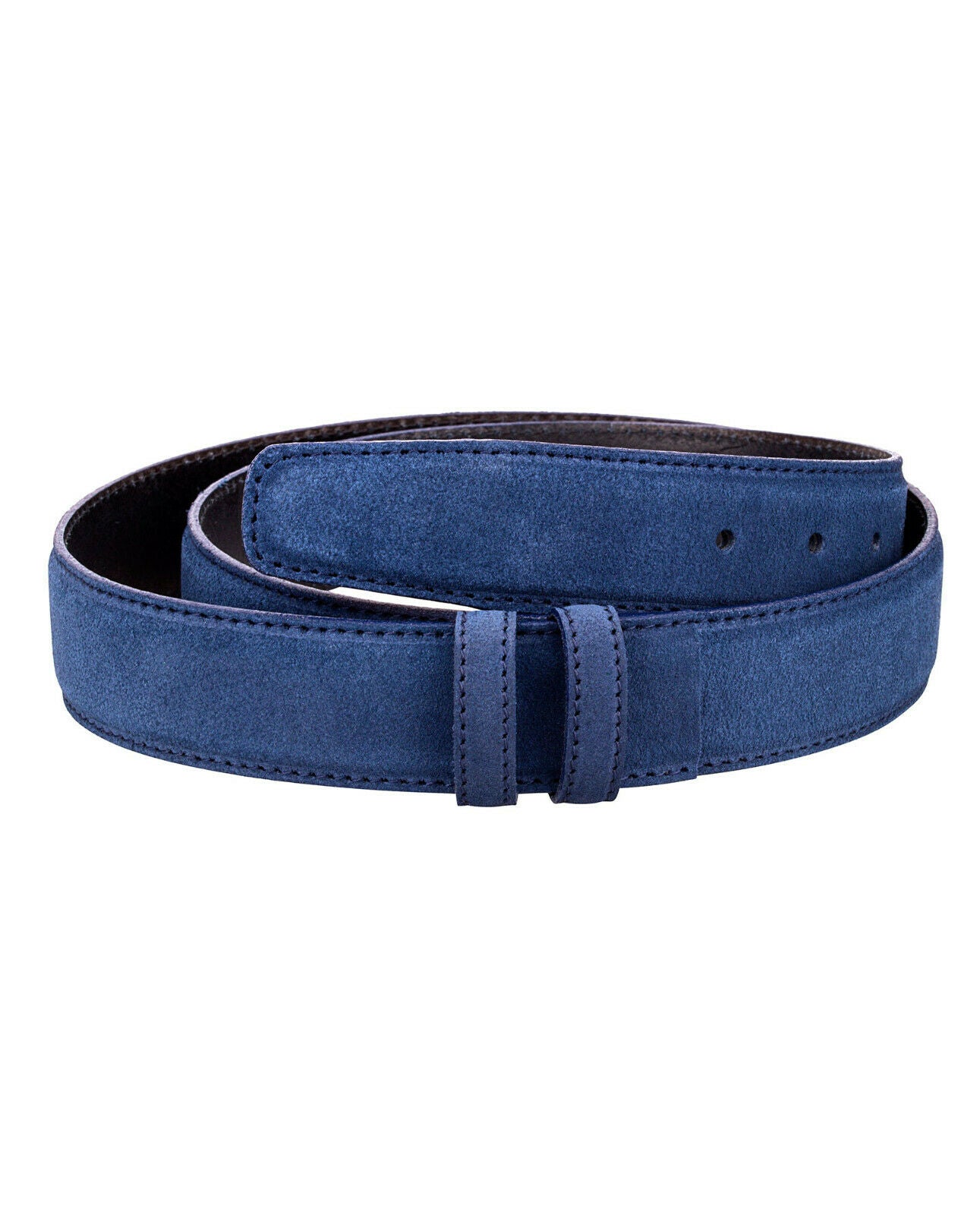 Men's Blue Suede Belt 35mm - No Buckle Replacement Strap Compatible with Ferragamo Buckles | Premium Dress Belt for Business & Formal Occasions