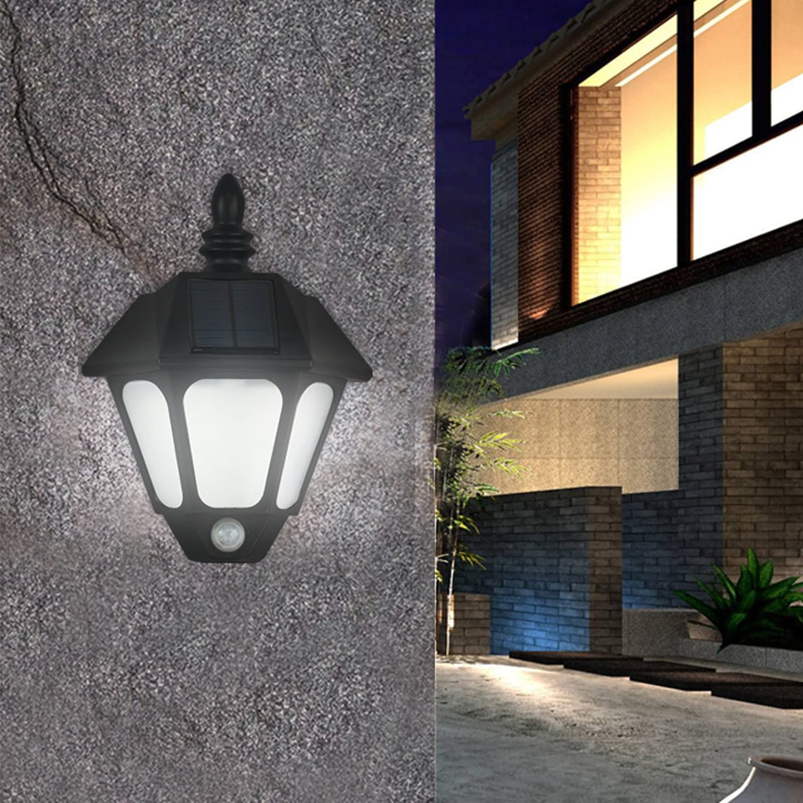 Solar Powered Outdoor Wall Light - Waterproof & Heat Resistant Smart Motion Sensor Porch Light for Garden, Patio, Pathway (Black) | Perfect for Nighttime Security & Landscape Lighting