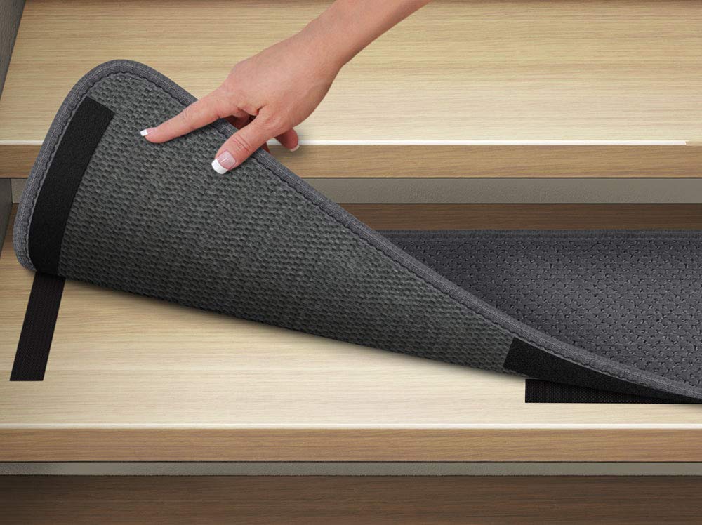 Non-Slip 15-Piece Carpet Stair Treads Set with Matching Landing Rug - Gray Staircase Safety for Homes, Pets & Elderly - Perfect for Wooden, Tile or Laminate Stairs