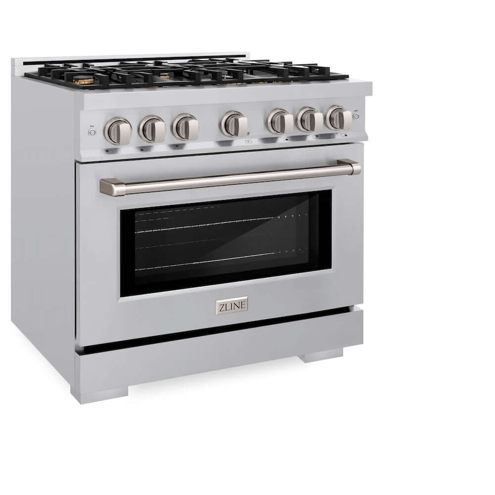 ZLINE 36 Inch 5.2 Cu. Ft. Stainless Steel Dual Fuel Range with 6 Brass Burners - Gas Cooktop & Electric Convection Oven (HDR BR 36) for Professional Home Kitchen & Gourmet Cooking