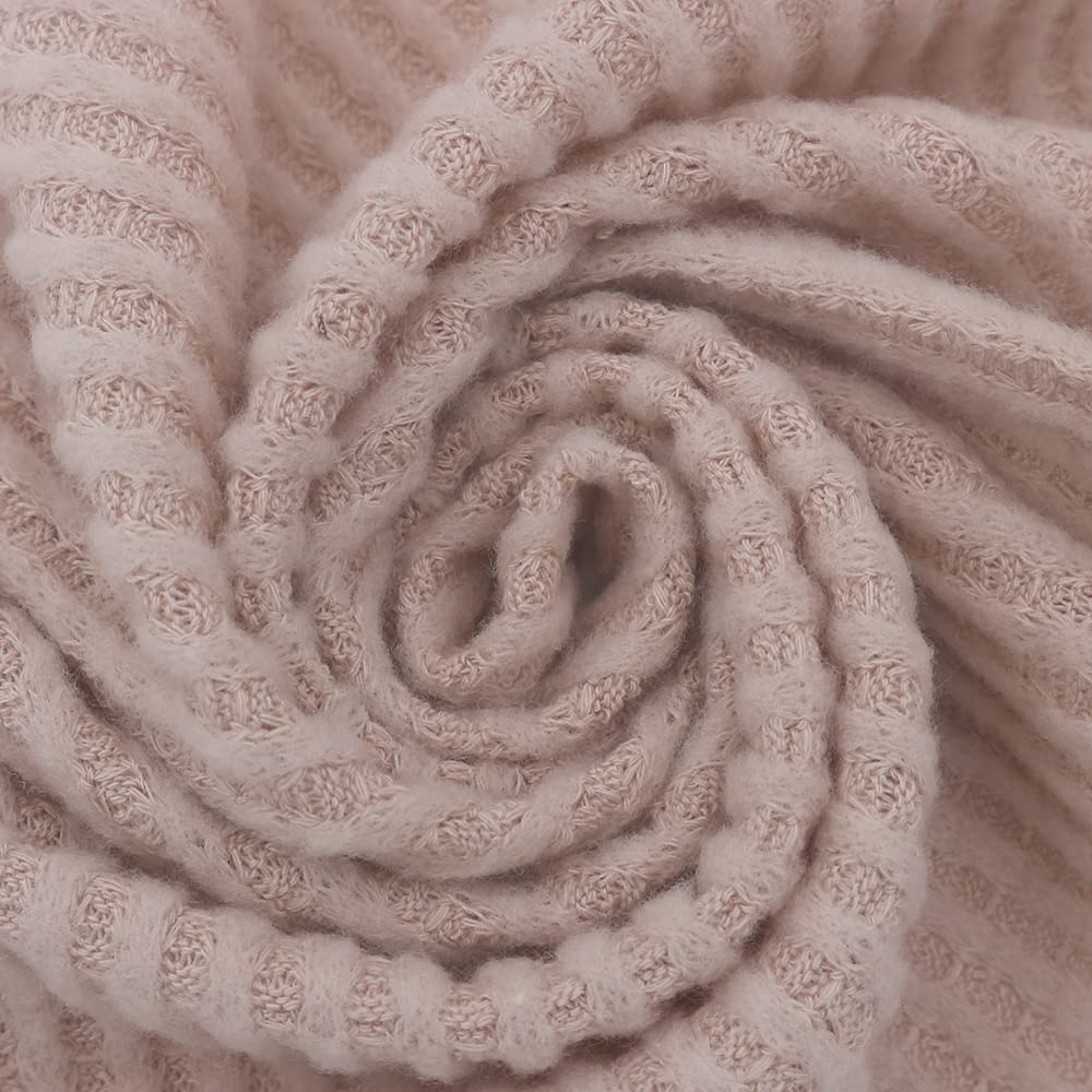 Premium Solid Waffle Brush Poly Rayon Spandex Knit Fabric - 1 Yard Dusty Rose - Stretchy Comfortable Material for DIY Clothing, Dresses, Activewear & Home Decor Projects