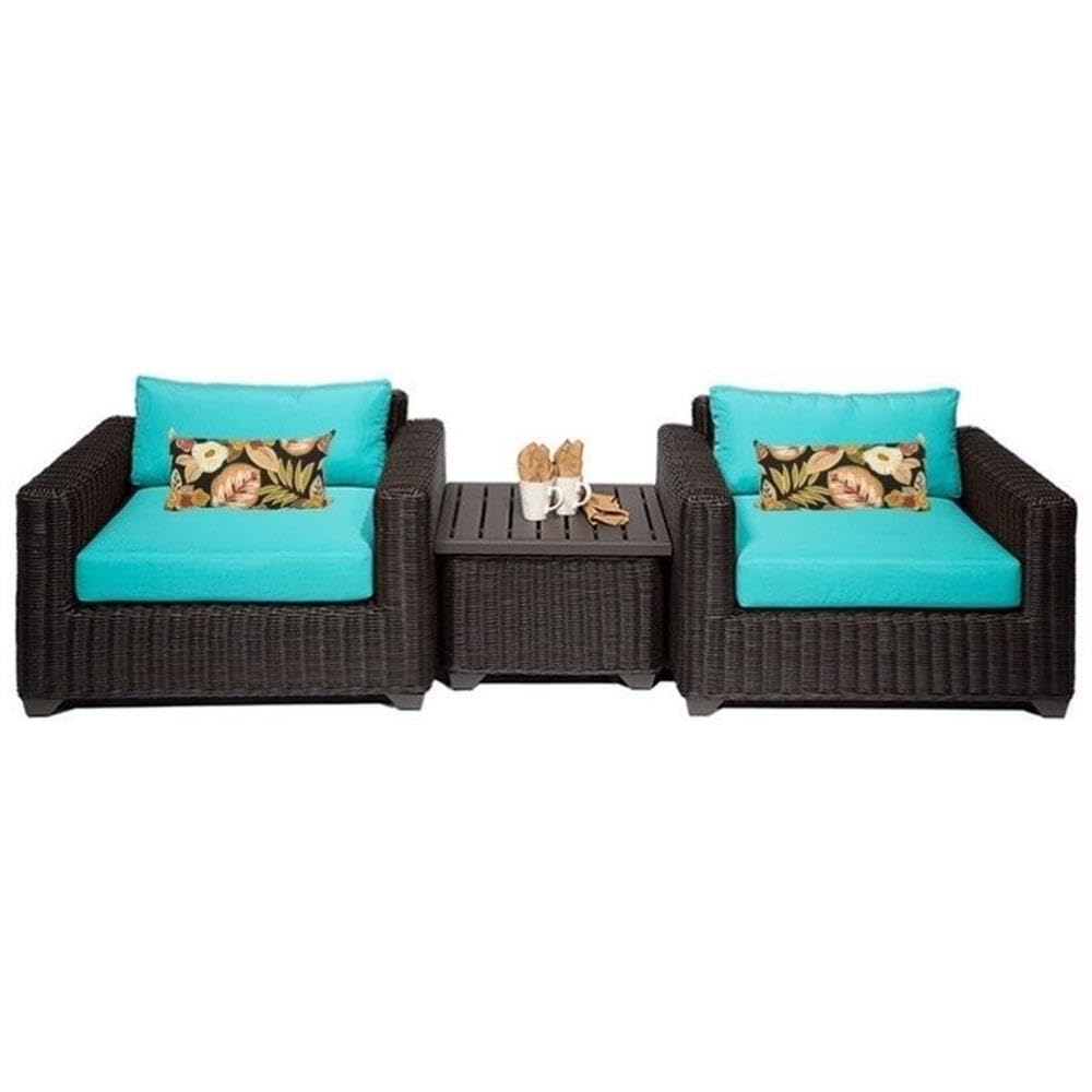 TK Classics 3-Piece Venice Outdoor Wicker Patio Furniture Set - Rattan Sofa & Coffee Table - Weather-Resistant for Garden, Poolside, Balcony & Backyard Relaxation (Aruba 03a)