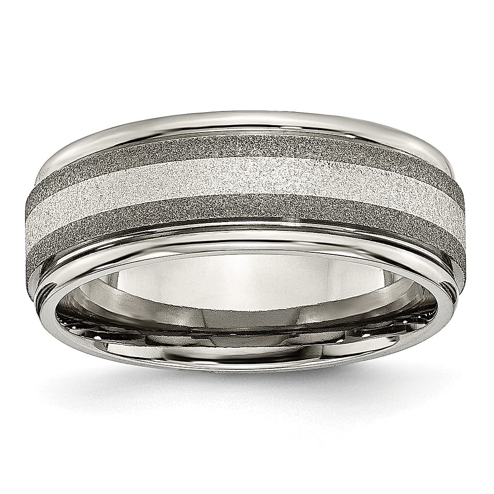 ICE CARATS Titanium 925 Sterling Silver Inlaid Stone Band Ring for Men - Durable Wedding Ring, Anniversary Gift for Husband, Dad & Boyfriend - Perfect for Everyday Wear & Special Occasions