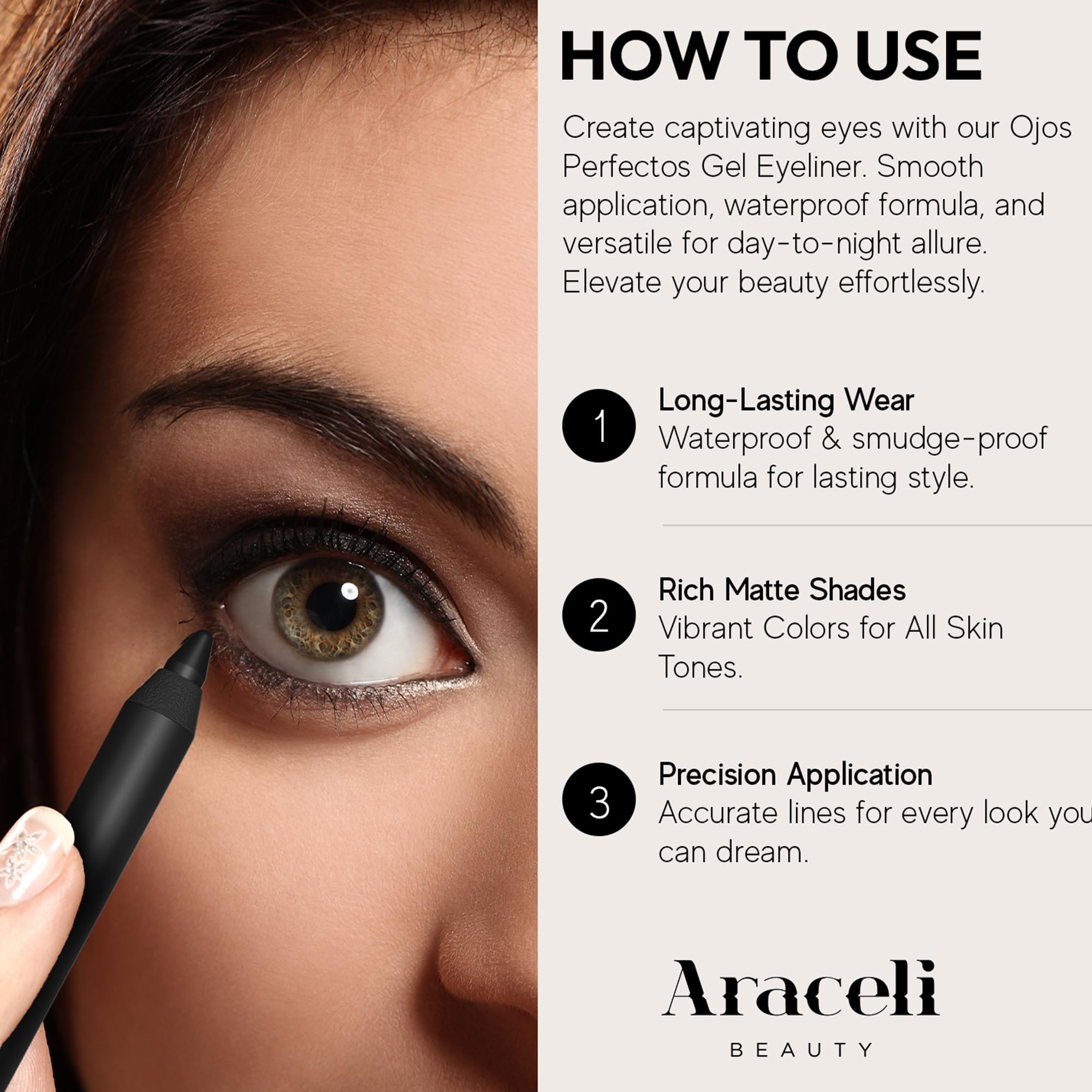 Araceli Beauty Ojos Perfectos Gel Pencil Eyeliner - Waterproof & Smudge-Proof, Wine Vino Color for Long-Lasting Eye Makeup | Perfect for Parties, Weddings & Everyday Wear