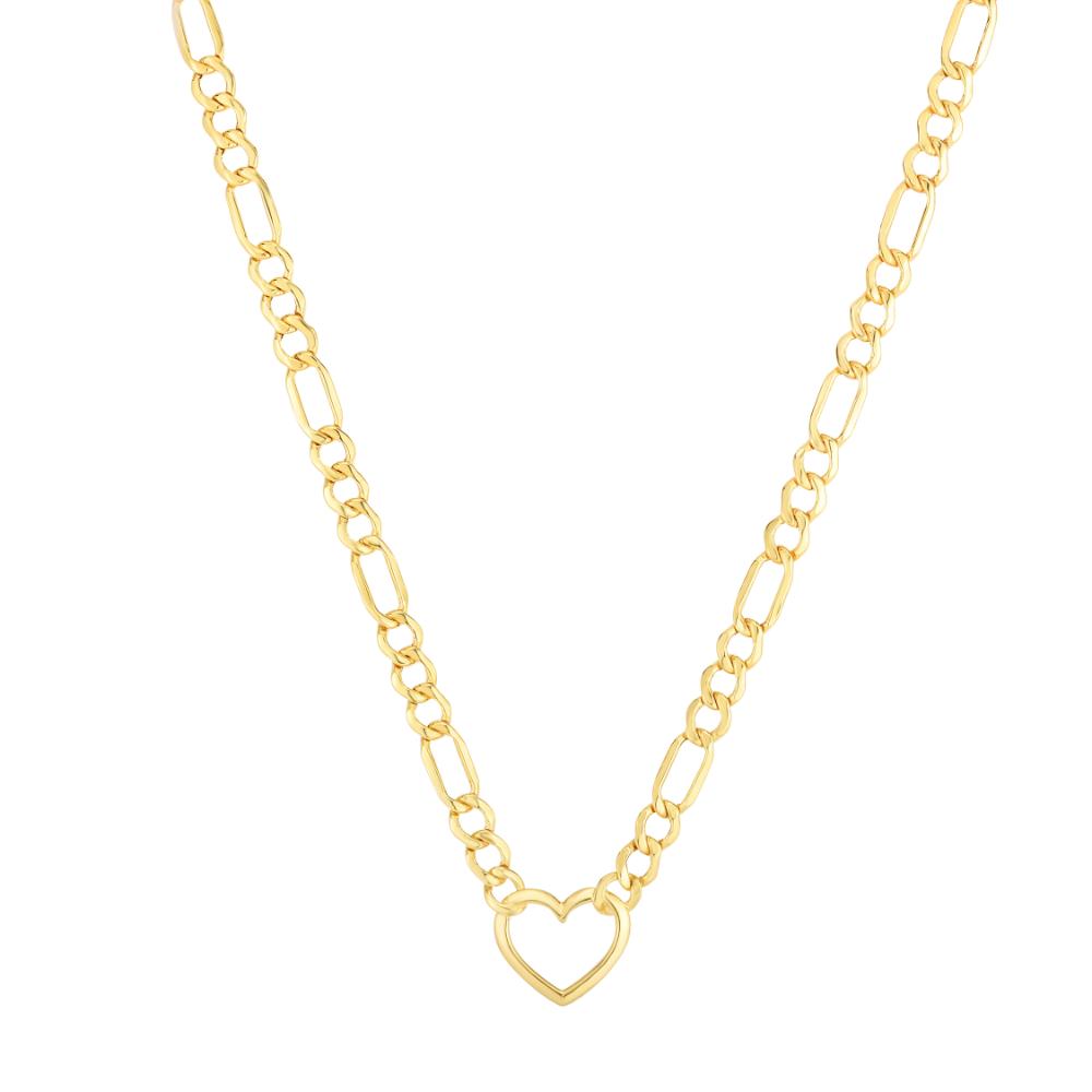 10K Gold Figaro Chain Necklace for Women - Elegant Heart Pendant Jewelry Gift for Valentine's Day, Anniversary & Special Occasions