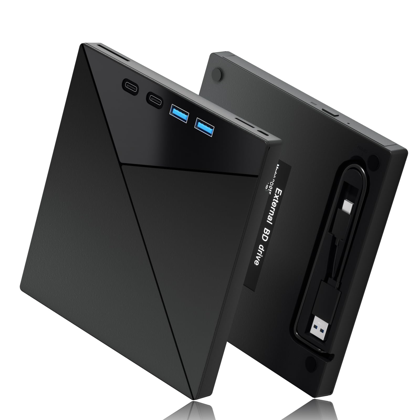 7-in-1 External Blu-Ray Drive with 4K UHD Playback - USB 3.0 & Type-C Portable DVD/CD Burner - 3D BD Player with SD/TF Card Slots - Compatible with Windows/Mac Laptop & Desktop - Perfect for Home Theater, Movie Nights & Data Backup