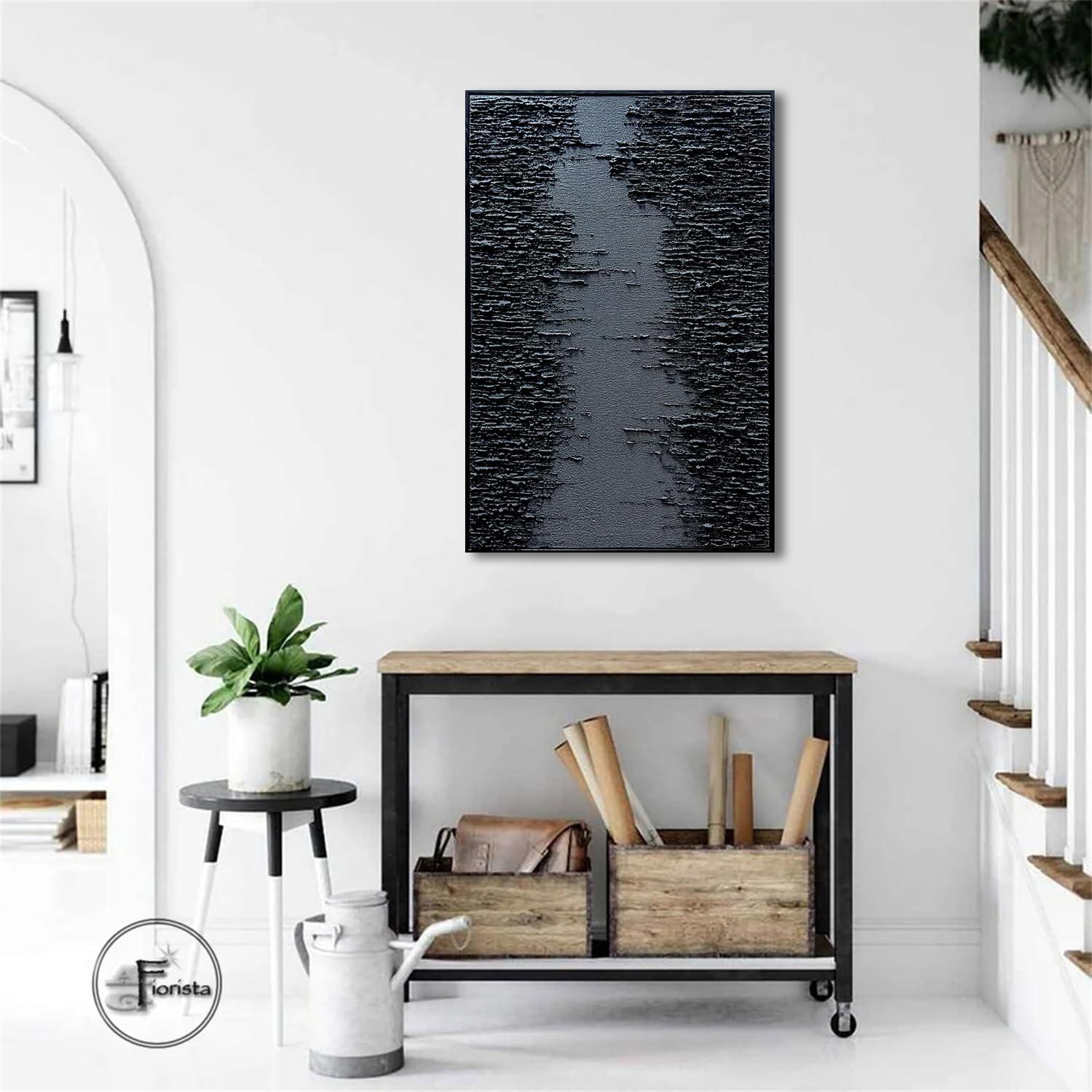 Framed Black Canvas Wall Art - Modern Abstract Oil Painting with Relief Texture - Elegant Home Decor for Living Room, Bedroom & Office - Perfect for Wall Decor & Interior Design