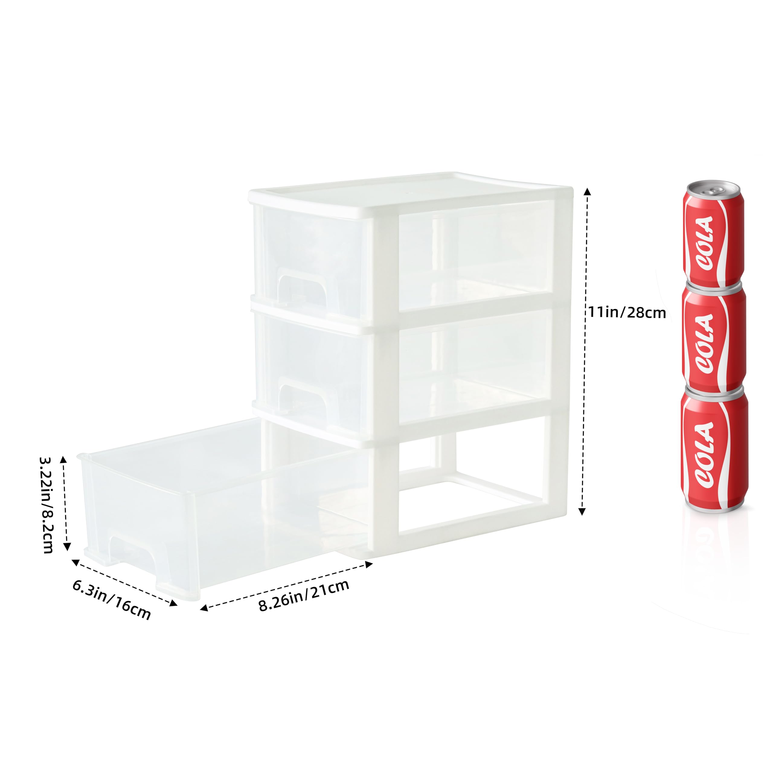 3-Drawer Plastic Storage Organizer - White Desktop Organizer for Home & Office Use