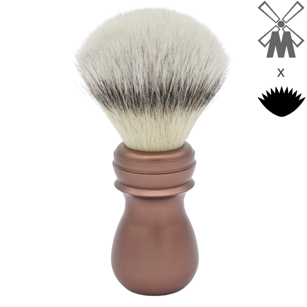 25mm Mühle STF XLarge Synthetic Shaving Brush with AP Shave Co. Alumihandle - Bronze Matte Finish for Layered Comfort - Perfect for Wet Shaving & Grooming Routine