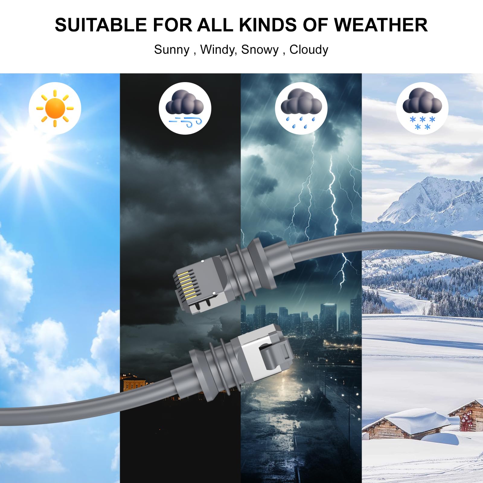 75FT Starlink Gen 3 Replacement Cable - Waterproof Ethernet Cable for Starlink Satellite V3 (Grey) - Perfect for Outdoor & RV Internet Connectivity