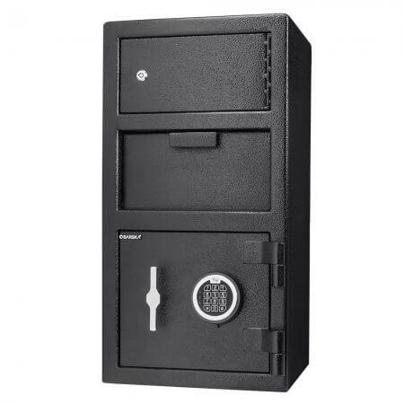 Barska AX13310 Front Loading Depository Safe with Top Locker - Secure Cash, Valuables & Documents for Home, Office or Retail Use